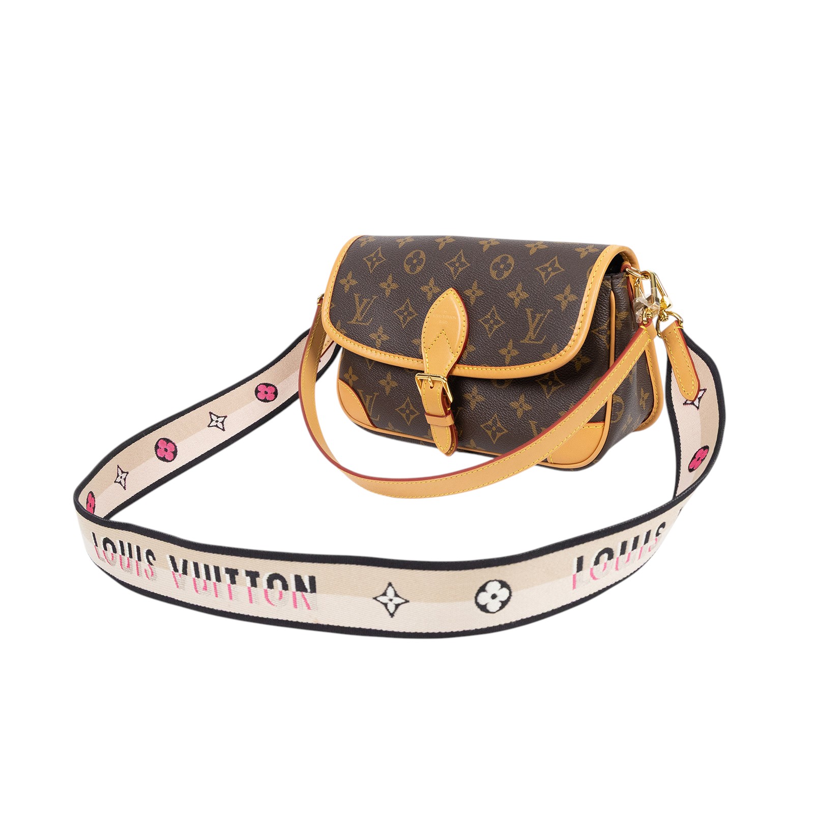 路易威登 LOUIS VUITTON Diane 腋下包法棍 單肩背包 經典帆布 M45985 晶片款 棕原花DIANE法棍包 原廠盒子/防塵袋