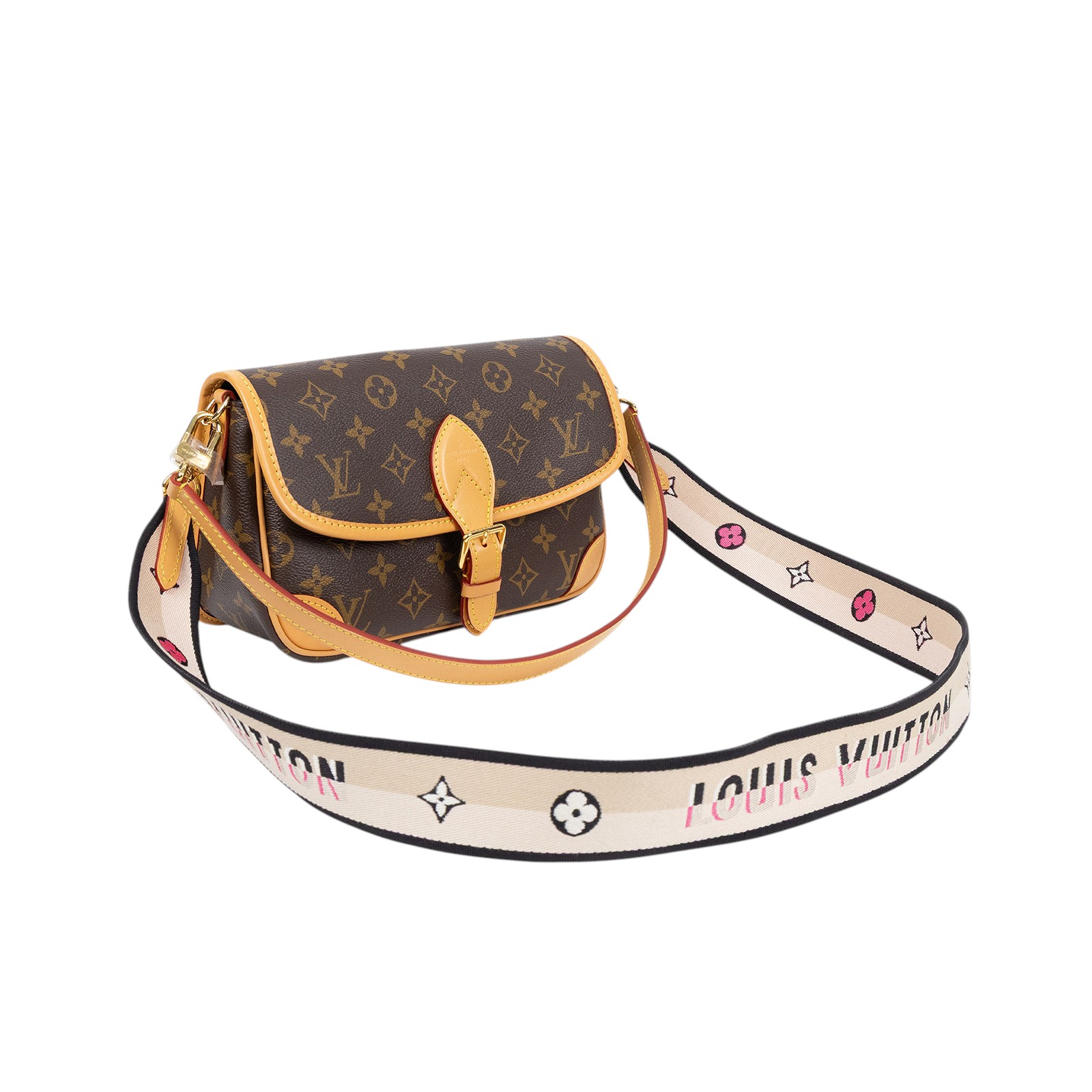 路易威登 LOUIS VUITTON Diane 腋下包法棍 單肩背包 經典帆布 M45985 晶片款 棕原花DIANE法棍包 原廠盒子/防塵袋
