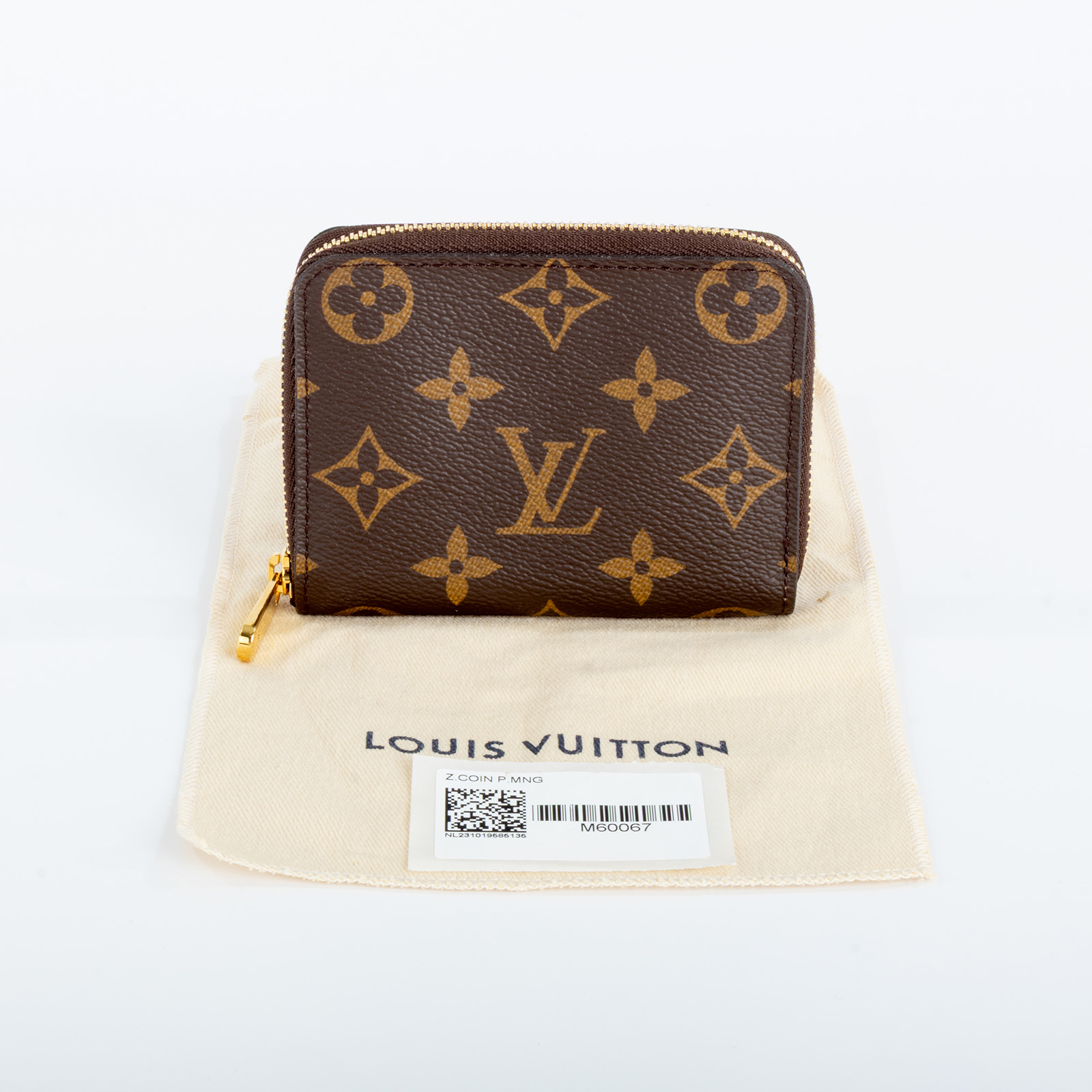 路易威登 LOUIS VUITTON 拉鏈零錢包 經典帆布 M60067 晶片款 棕原花拉鏈零錢包 防塵袋