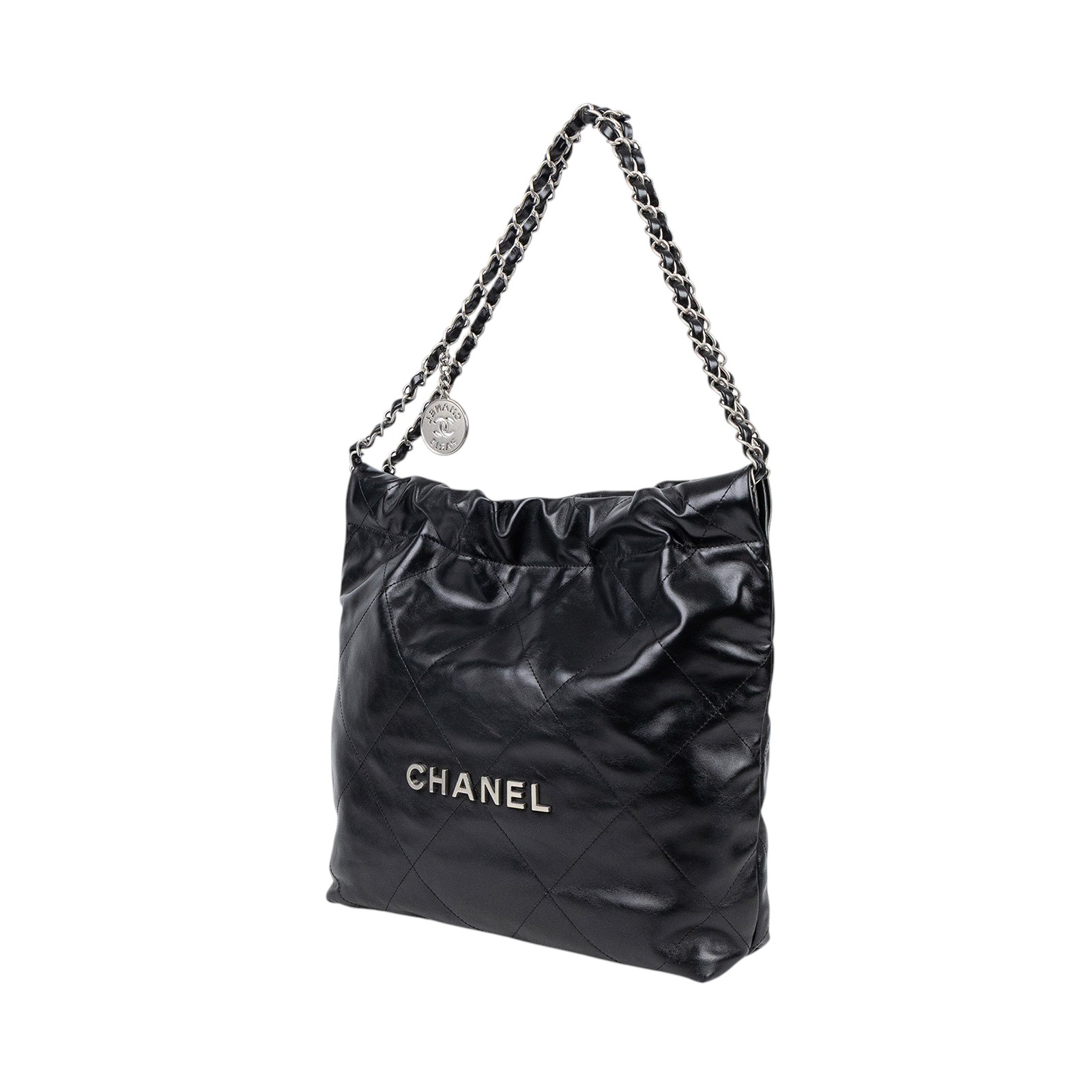 香奈兒 CHANEL 22 小型 束口包 AS3260 晶片款 黑銀22小號 無附屬品