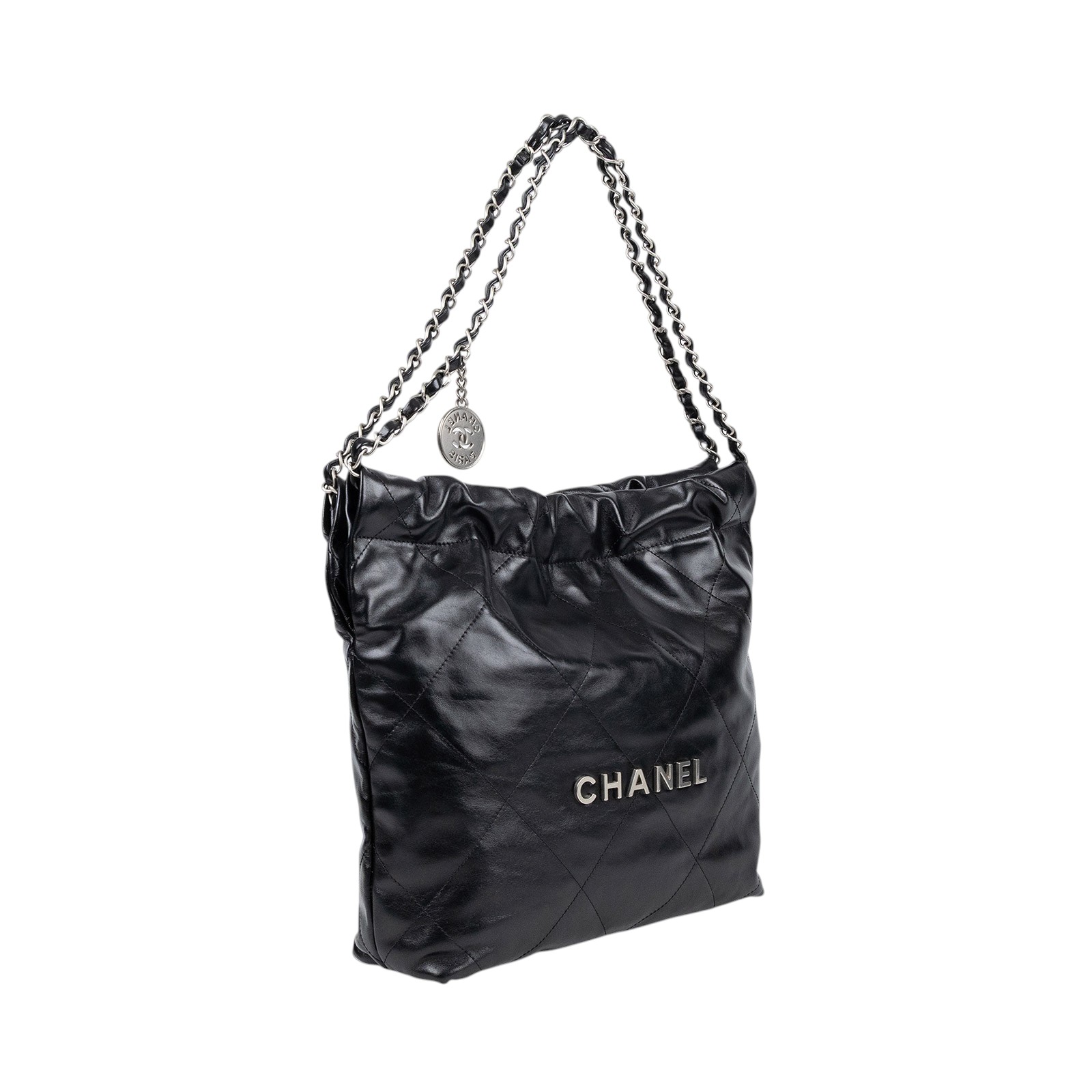 香奈兒 CHANEL 22 小型 束口包 AS3260 晶片款 黑銀22小號 無附屬品