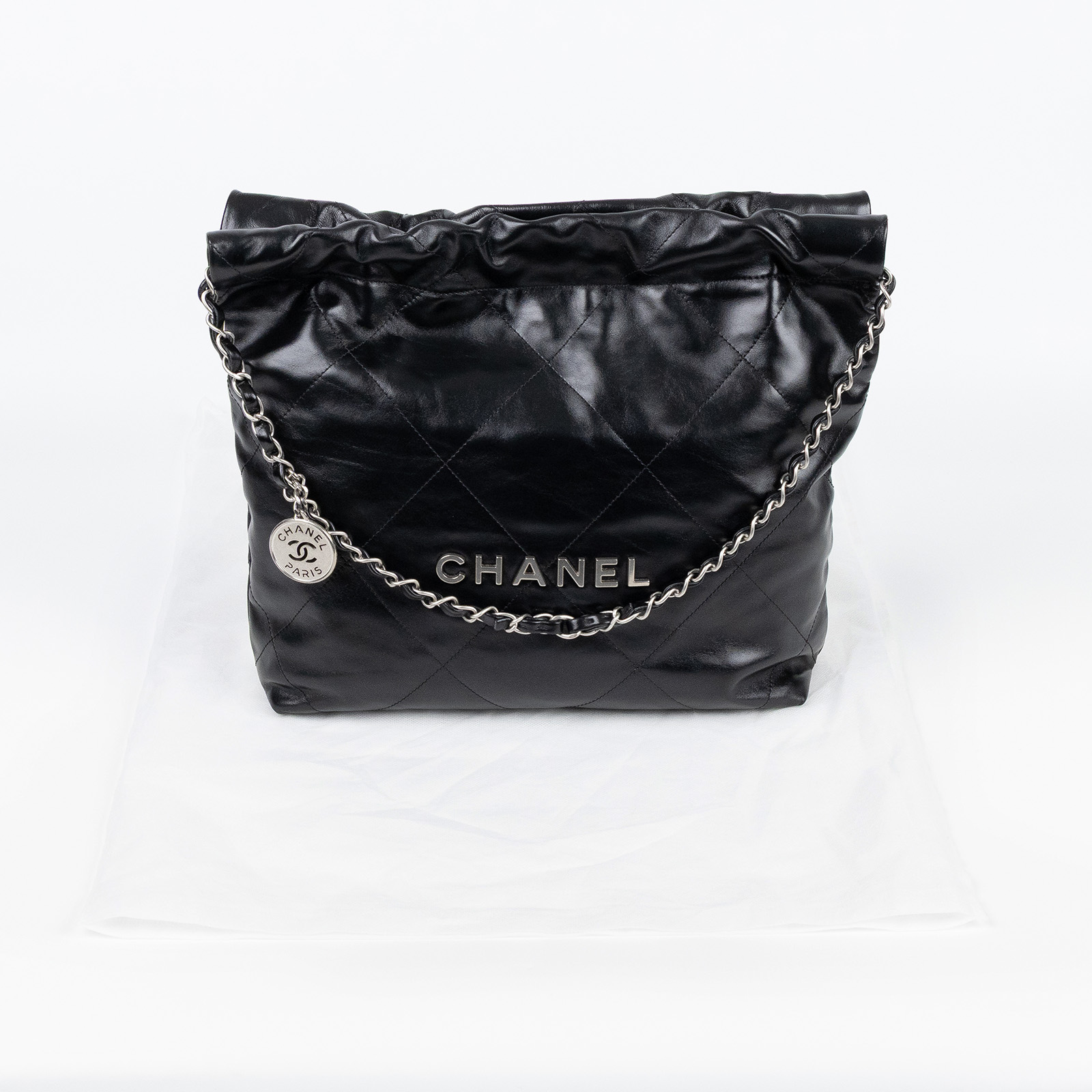 香奈兒 CHANEL 22 小型 束口包 AS3260 晶片款 黑銀22小號 無附屬品