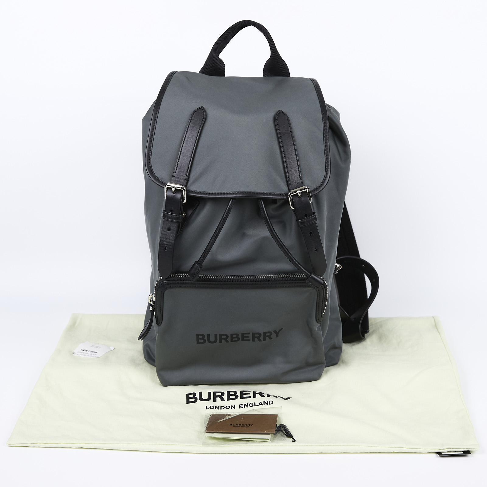 博柏利 BURBERRY Aviator Rucksack 後背包 80618041 灰綠尼龍後背包 防塵袋