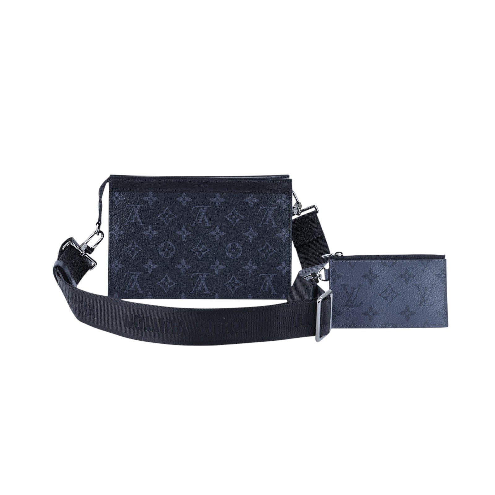 路易威登 LOUIS VUITTON Gaston 隨身錢包 肩背 Eclipse Reverse塗層帆布 黑色 M81124 晶片款  原廠盒子/防塵袋/購買證明