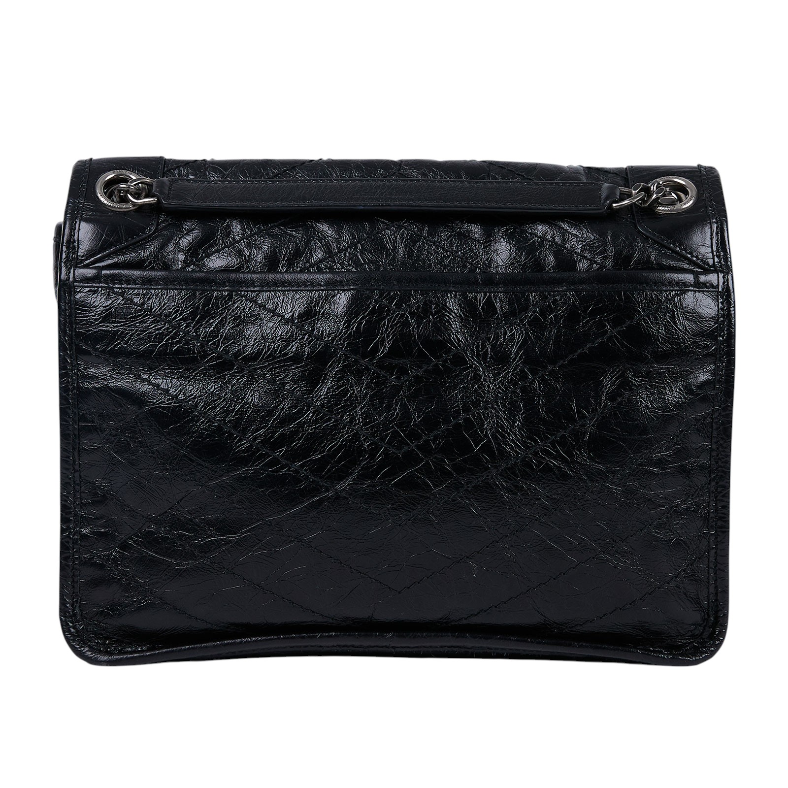 聖羅蘭 YSL SAINT LAURENT NIKI  復古皮革 山型紋 翻蓋 肩背包 中型 4988940EN04 黑NIKI MEDIUM 無附屬品