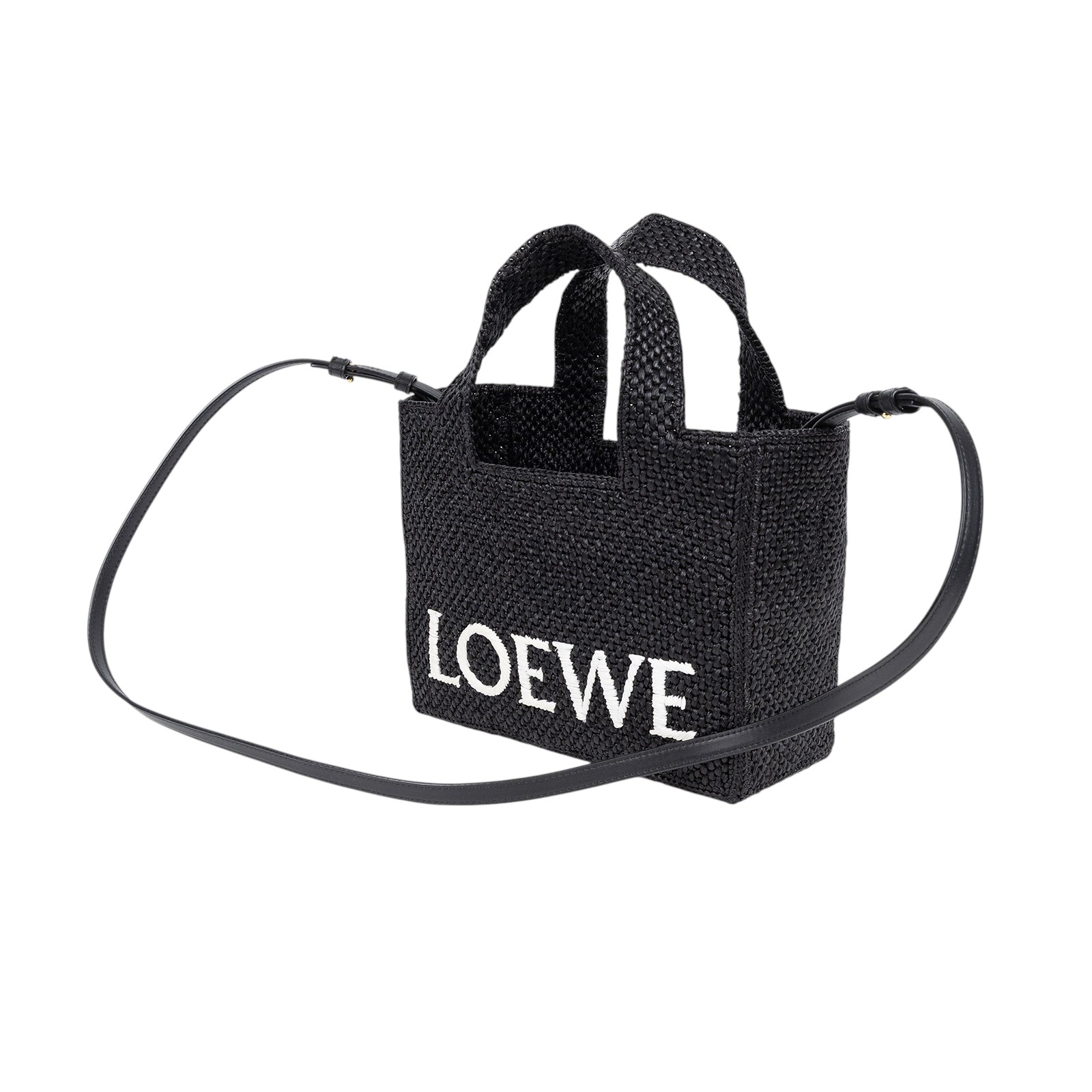 羅意威 LOEWE Small Font Tote 酒椰纖維 小型 托特包 A685B5 黑Font 小號 防塵袋