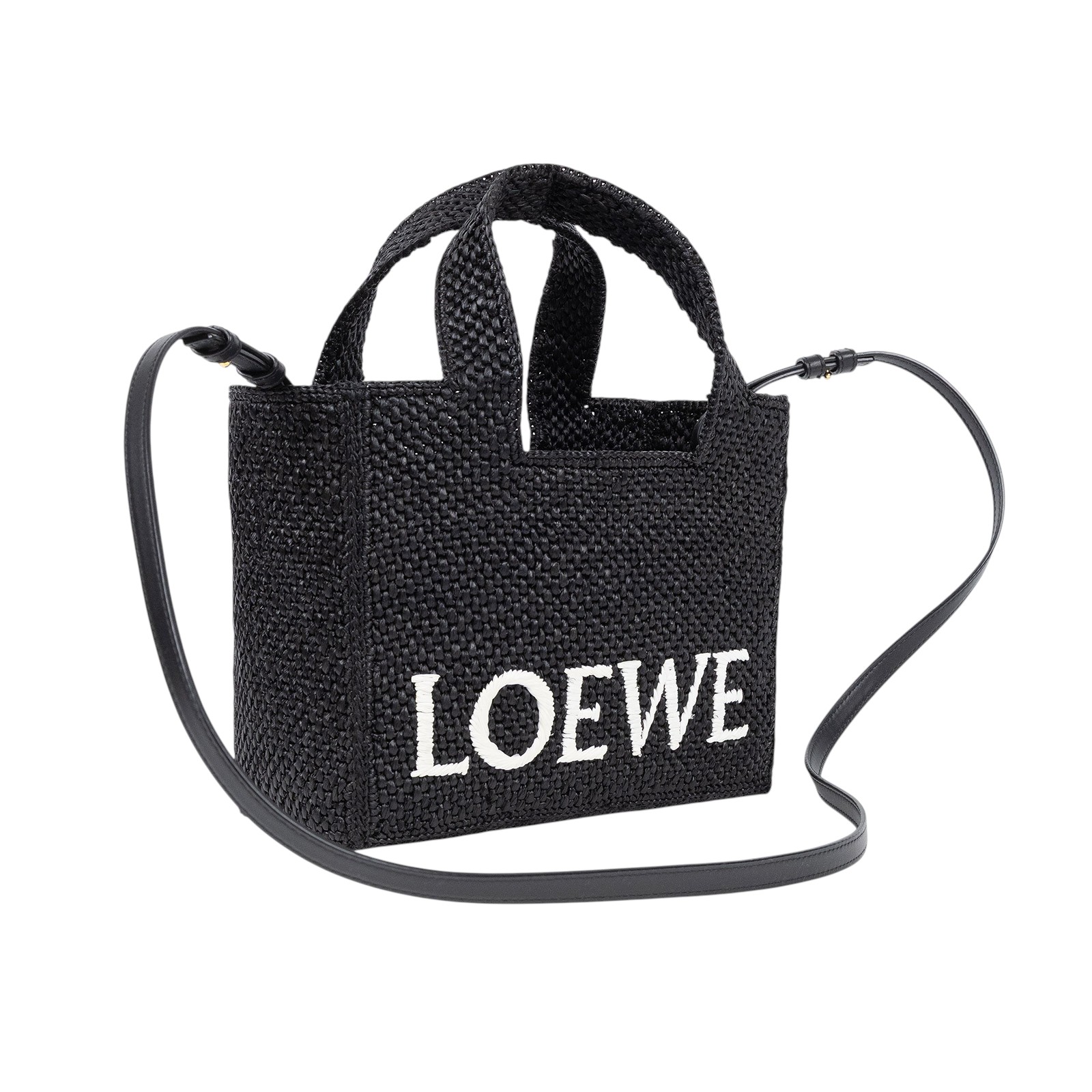 羅意威 LOEWE Small Font Tote 酒椰纖維 小型 托特包 A685B5 黑Font 小號 防塵袋
