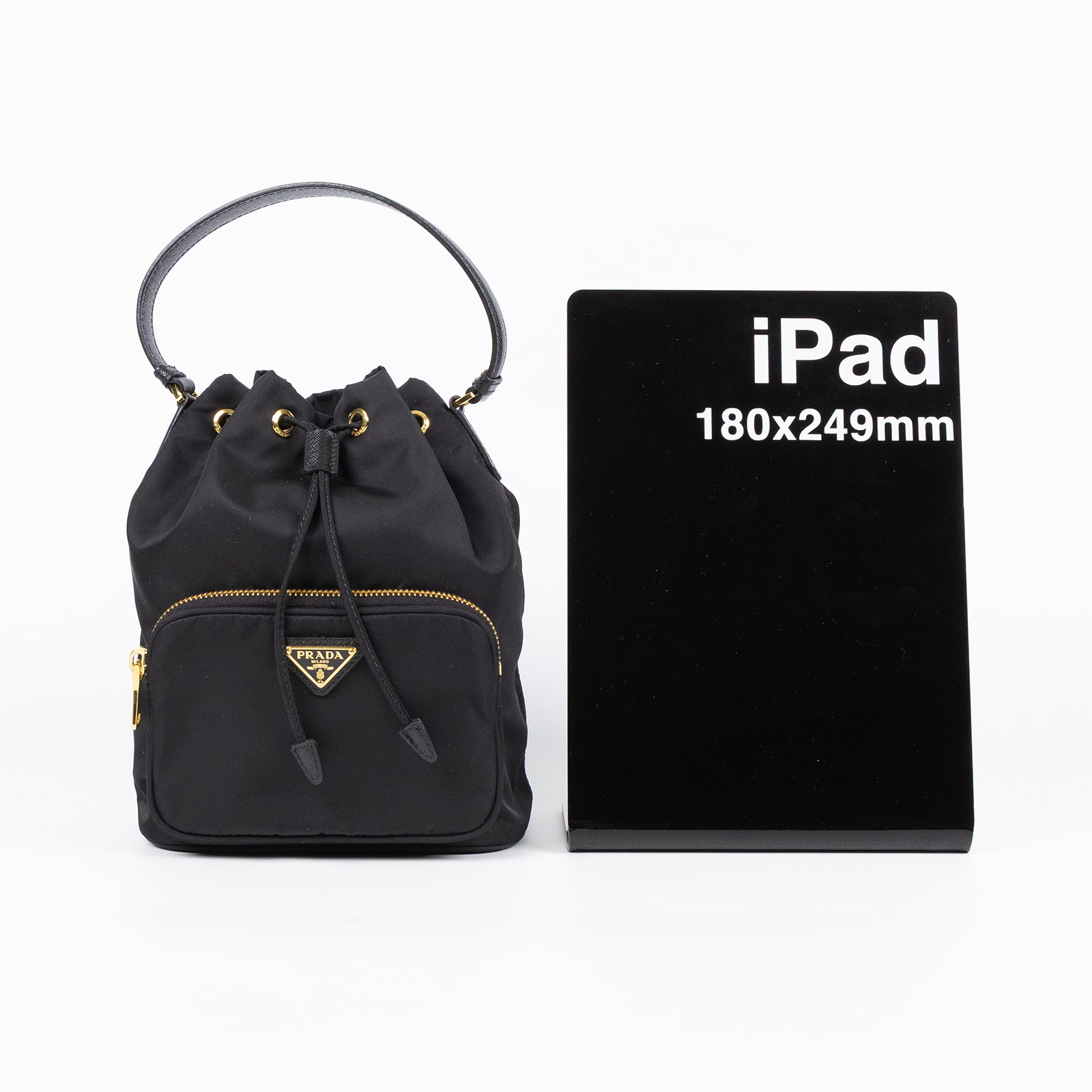 普拉達 PRADA Duet Re-Nylon 水桶袋 1BH038_RV44 黑尼龍水桶包 防塵袋