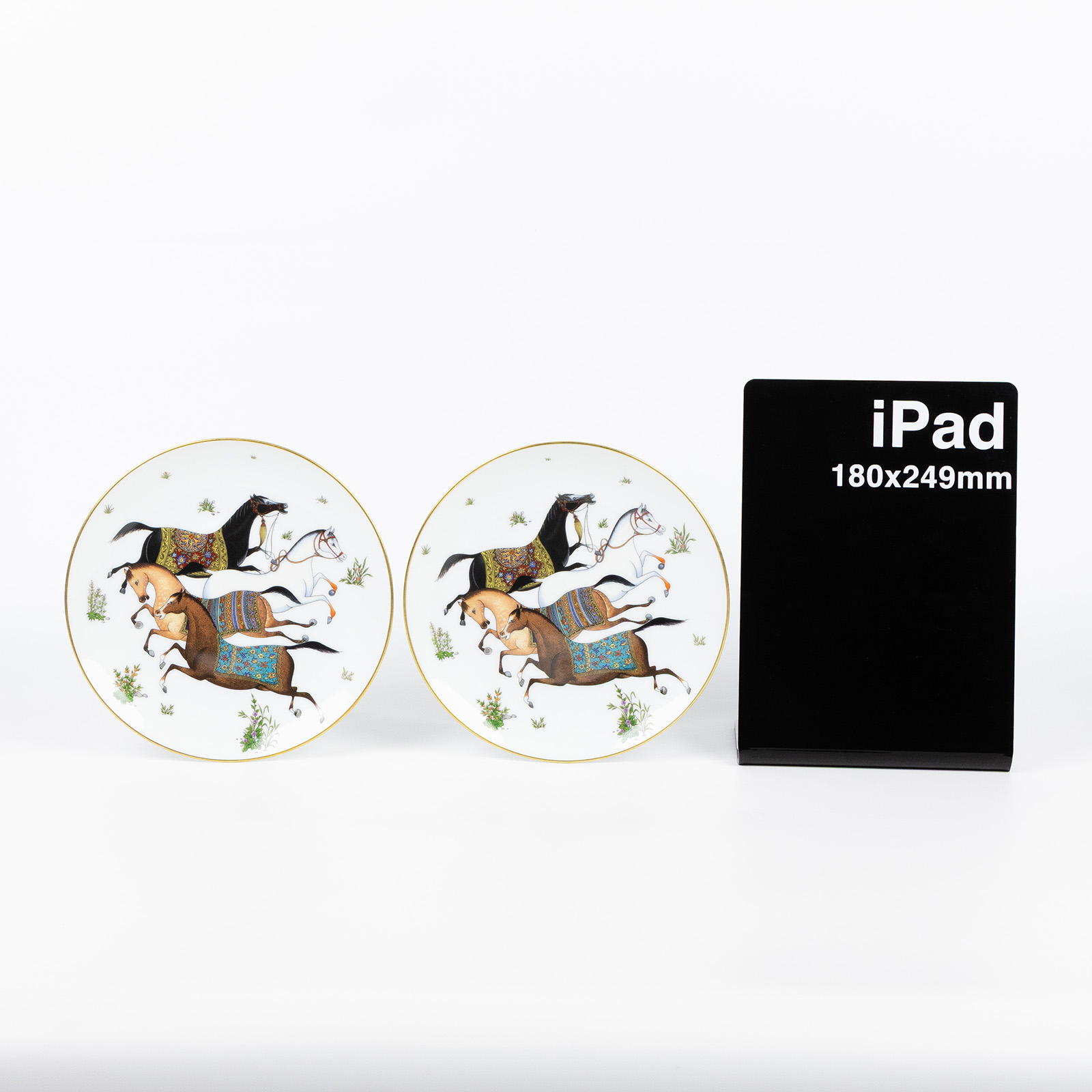 愛馬仕 Hermes Cheval dOrient 甜點盤 P009807P P009807P 東方駿馬圖騰甜點盤組 原廠盒子