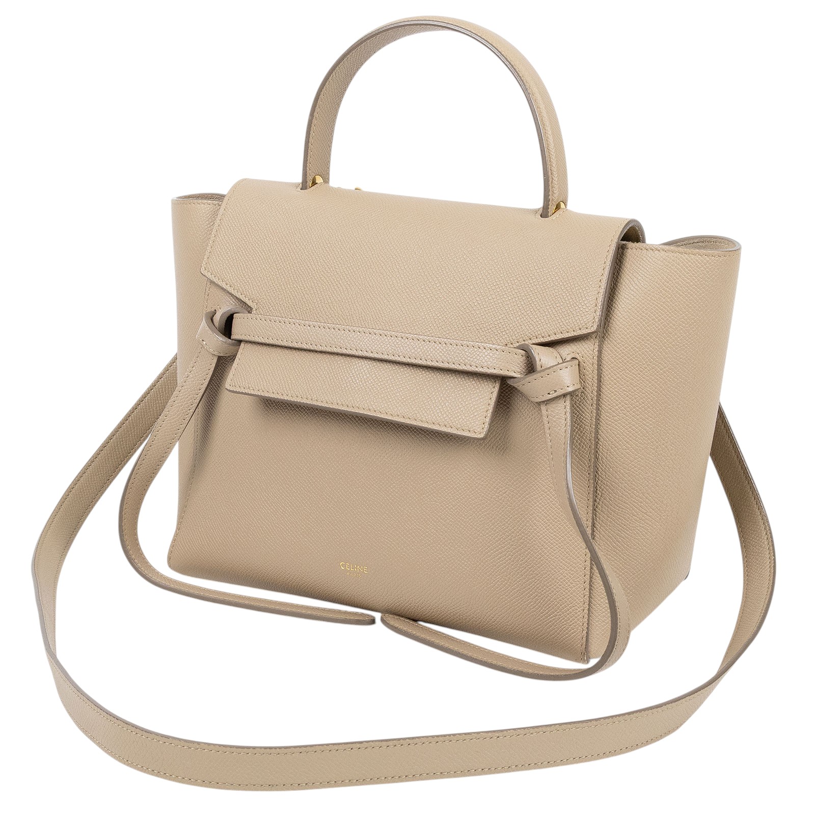 思琳 CELINE Belt 珠地小牛皮 小巧型 肩背 手提 鯰魚包  189153ZVA 奶茶鯰魚包 無附屬品