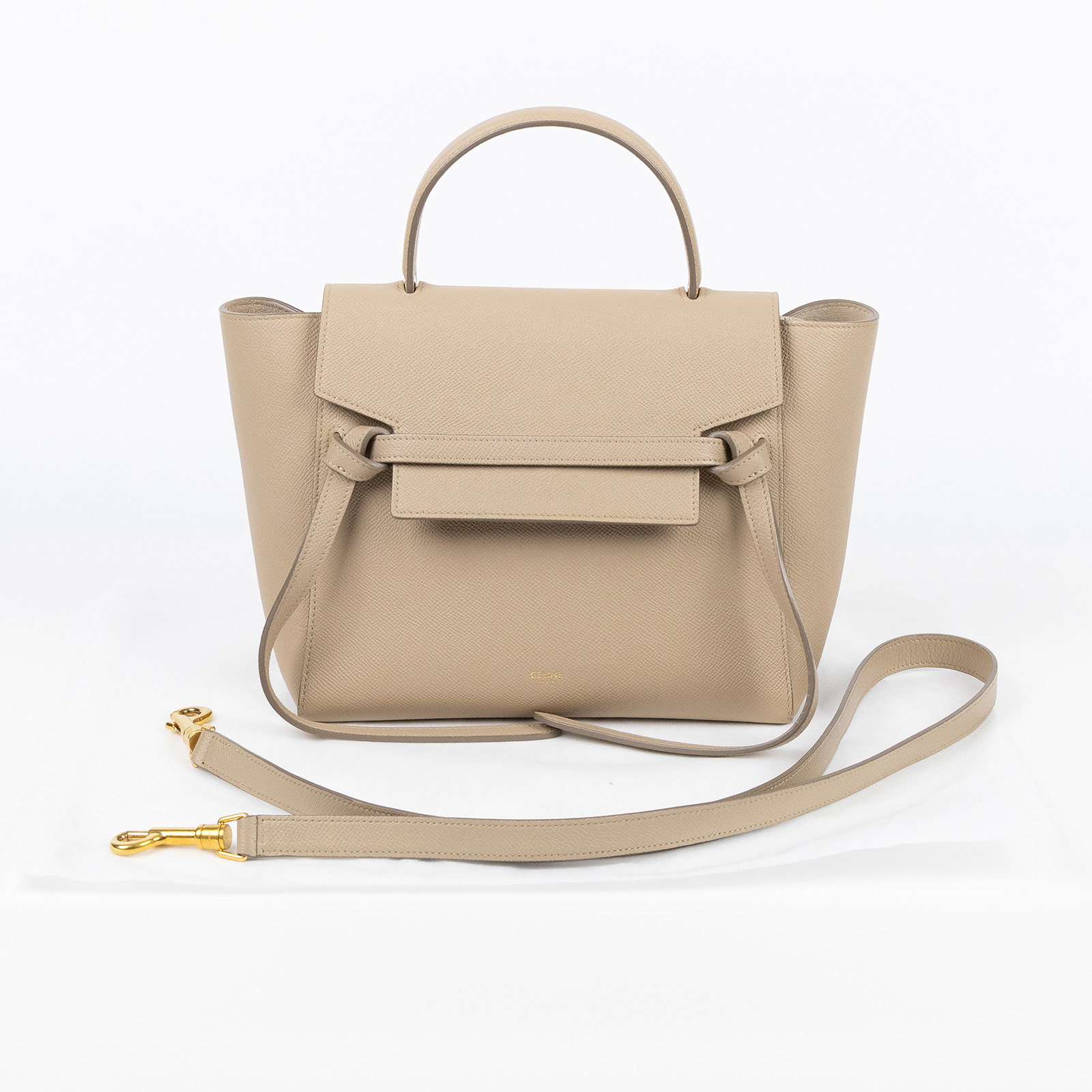 思琳 CELINE Belt 珠地小牛皮 小巧型 肩背 手提 鯰魚包  189153ZVA 奶茶鯰魚包 無附屬品