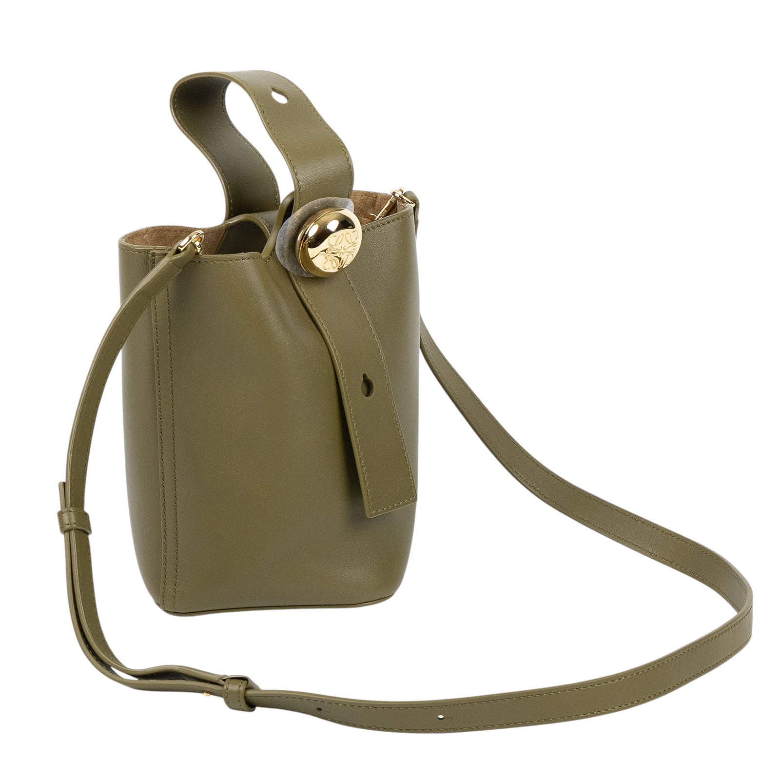 羅意威 LOEWE Mini Pebble Bucket bag 肩背 手提水桶包 AANBBBMX01 墨綠PEBBLE MINI 原廠盒子/防塵袋