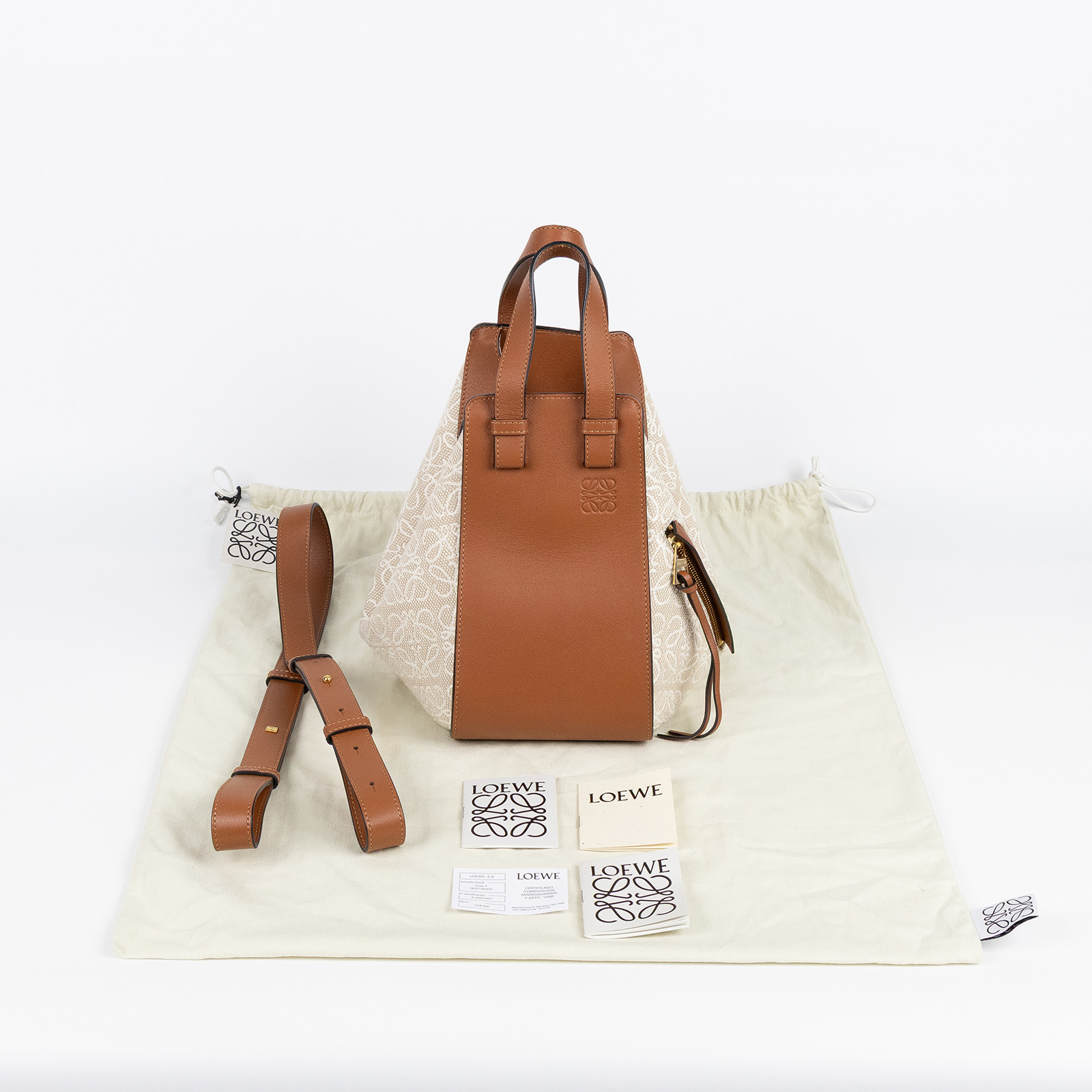 羅意威 LOEWE Compact Hammock bag 小牛皮 肩背 吊床包 A538H13X35  防塵袋