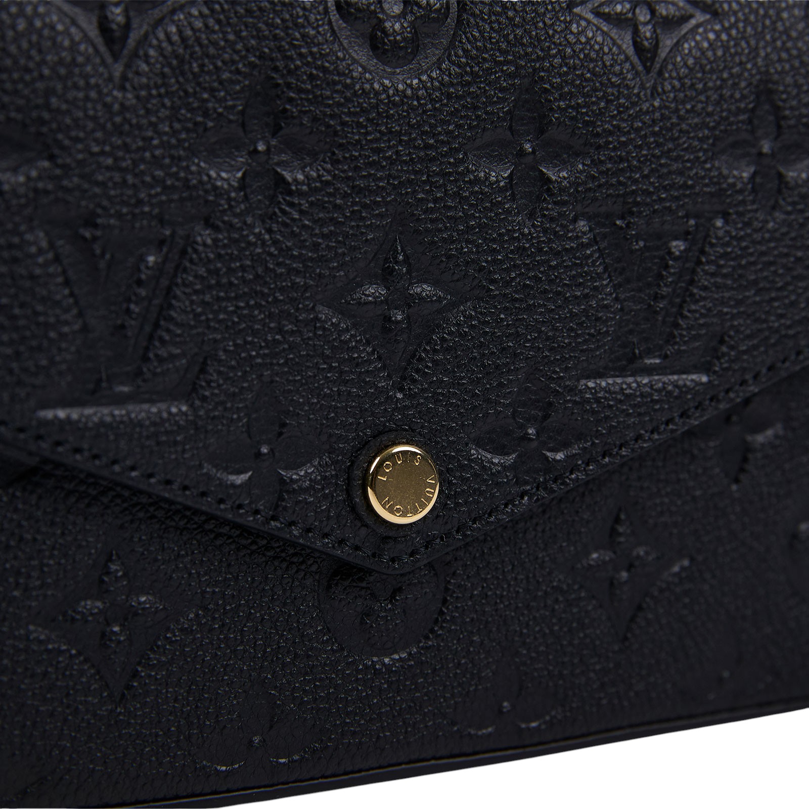 路易威登 LOUIS VUITTON Félicie Pochette 經典壓花皮格 WOC 翻蓋 斜背 鍊帶 肩背包 黑色 M64064 晶片款  原廠盒子/防塵袋