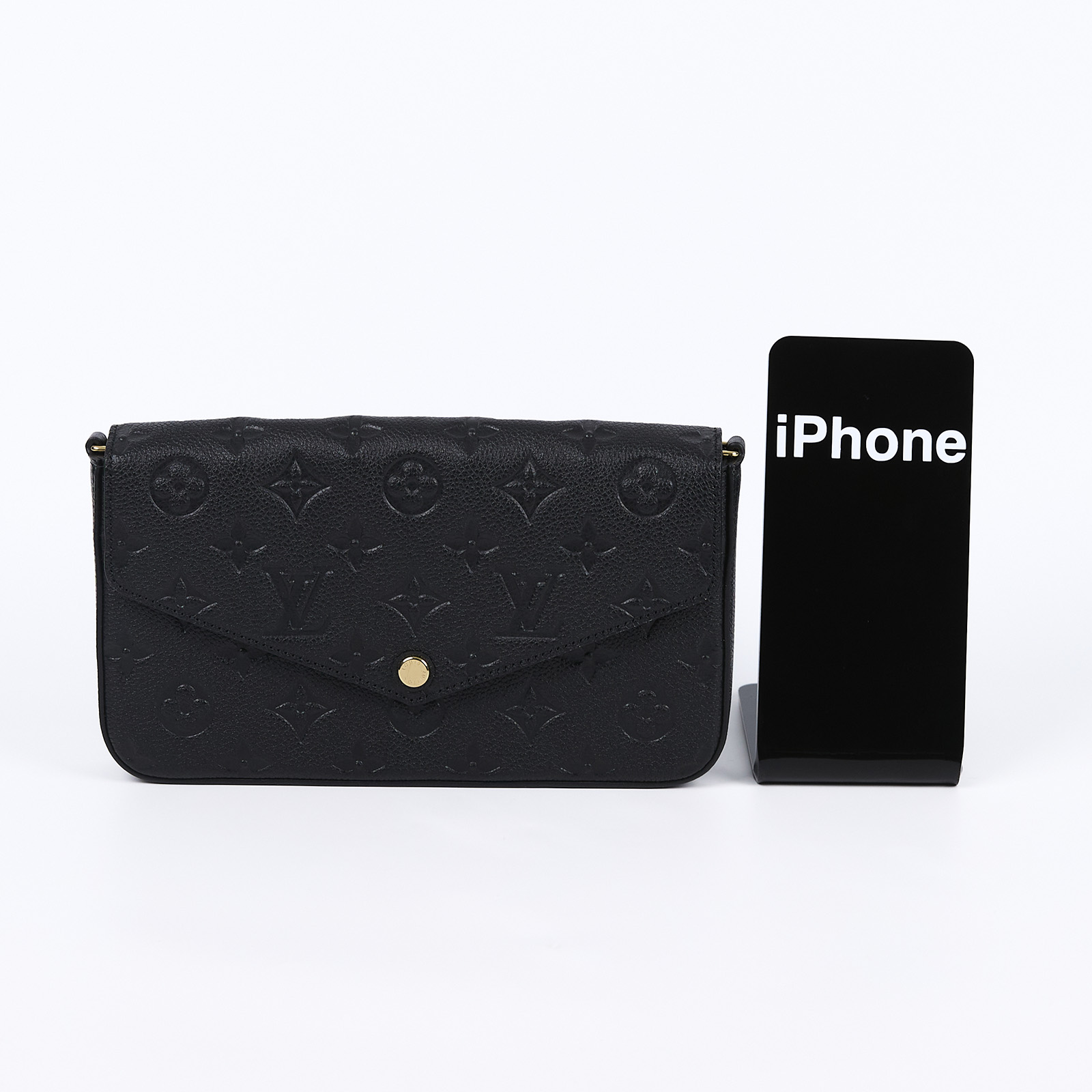 路易威登 LOUIS VUITTON Félicie Pochette 經典壓花皮格 WOC 翻蓋 斜背 鍊帶 肩背包 黑色 M64064 晶片款  原廠盒子/防塵袋