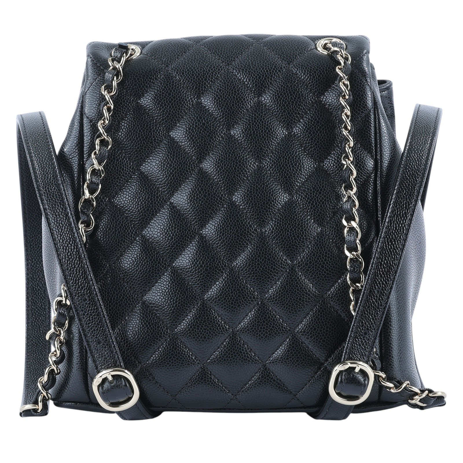 香奈兒 CHANEL Duma 經典 CC Logo 菱格紋 雙肩 後背包 AS3860 晶片款 黑金荔枝DUMA雙口袋後背包 原廠盒子/國外購買證明