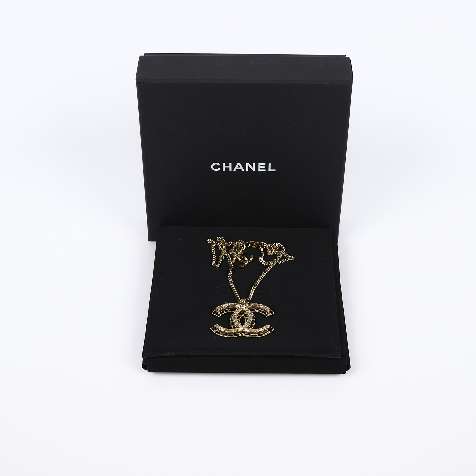 香奈兒 CHANEL 項鍊 飾品 B24S 黑白水鑽雙C項鍊 原廠盒子/防塵袋