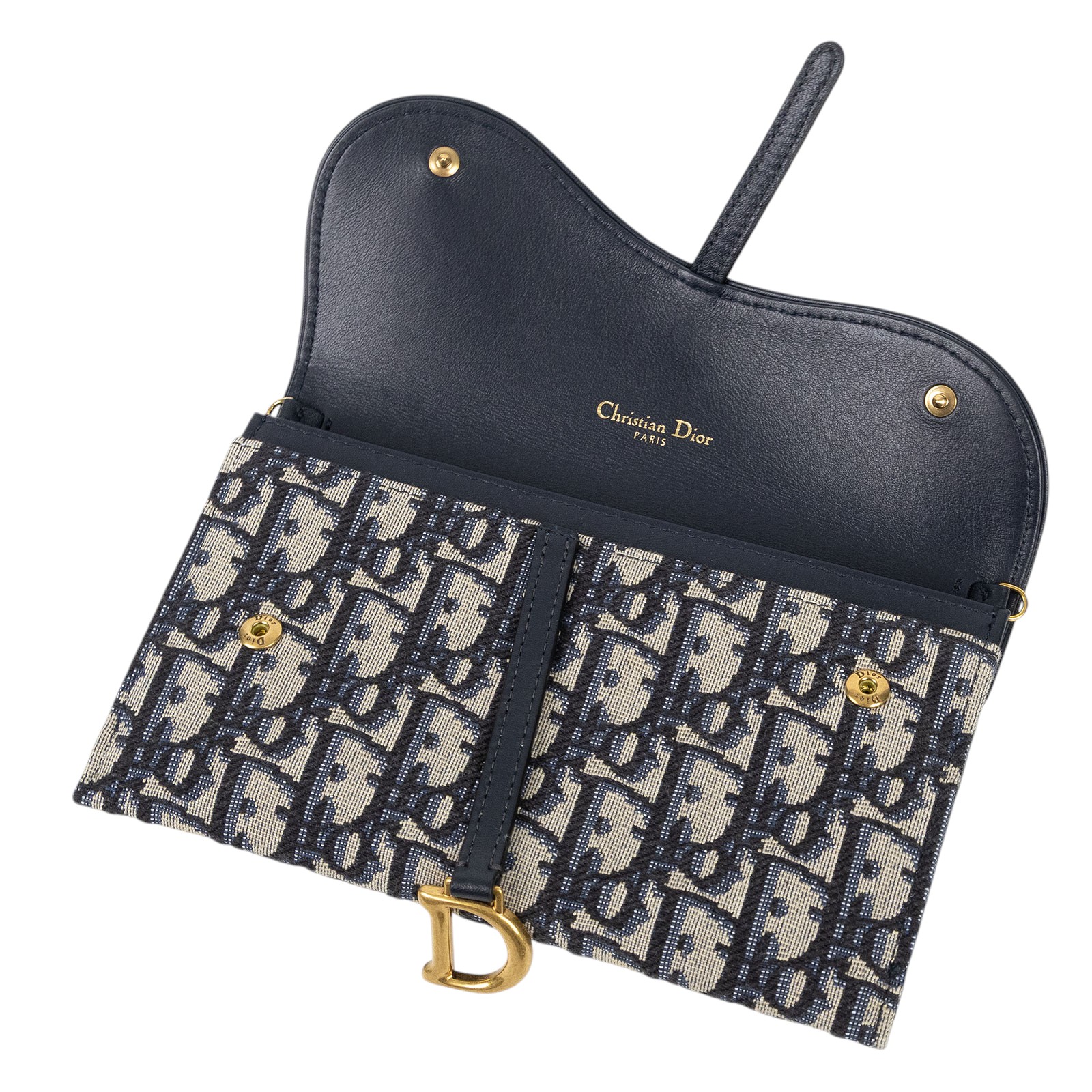 迪奧 CHRISTIAN DIOR Saddle 長型 鏈帶 銀包 肩背 錢包 長夾 S5614CTZQ 老花SADDLE WOC 防塵袋