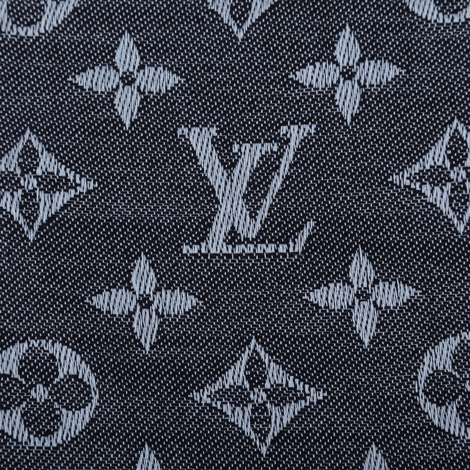 路易威登 LOUIS VUITTON Monogram Denim 披肩 黑色 M71378  原廠盒子