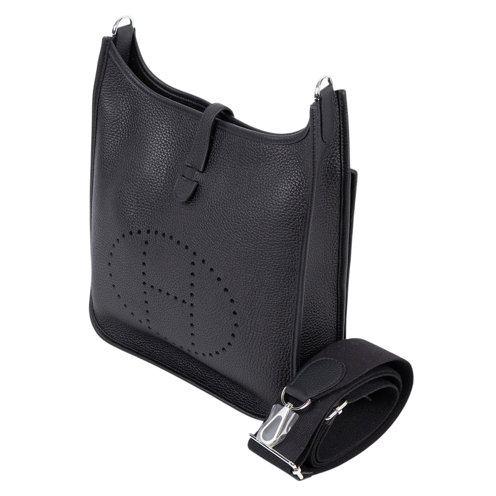 愛馬仕 Hermès Evelyne Bag 伊芙琳包 29 馬蹄型 EV29 B刻 黑EVELYNE 29 背帶/原廠盒子/防塵袋/購買證明影本