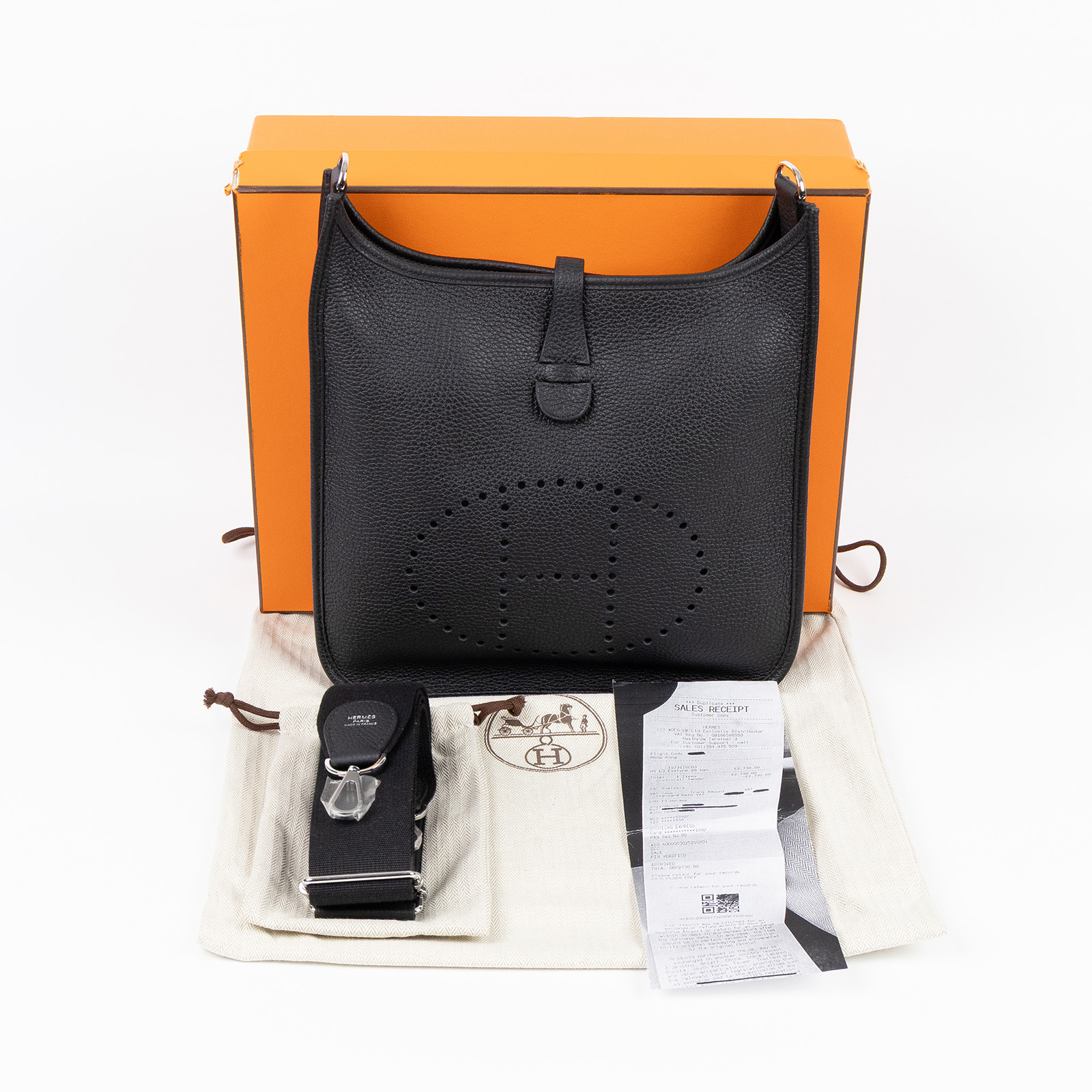 愛馬仕 Hermès Evelyne Bag 伊芙琳包 29 馬蹄型 EV29 B刻 黑EVELYNE 29 背帶/原廠盒子/防塵袋/購買證明影本