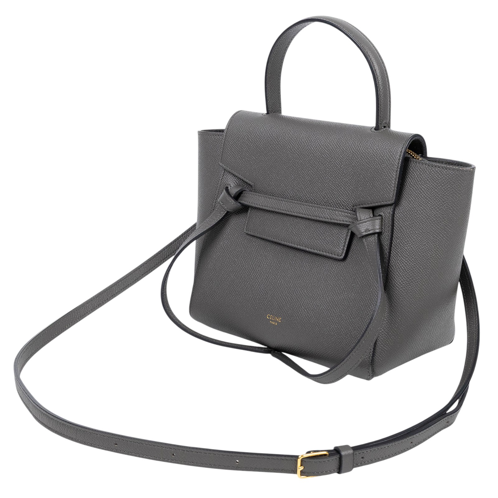 思琳 CELINE 珠地小牛皮 袖珍型 Belt 手袋 189003ZVA 深灰BELT鯰魚包 NANO 防塵袋