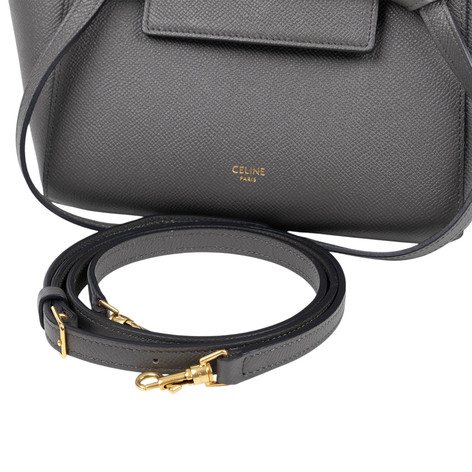思琳 CELINE 珠地小牛皮 袖珍型 Belt 手袋 189003ZVA 深灰BELT鯰魚包 NANO 防塵袋