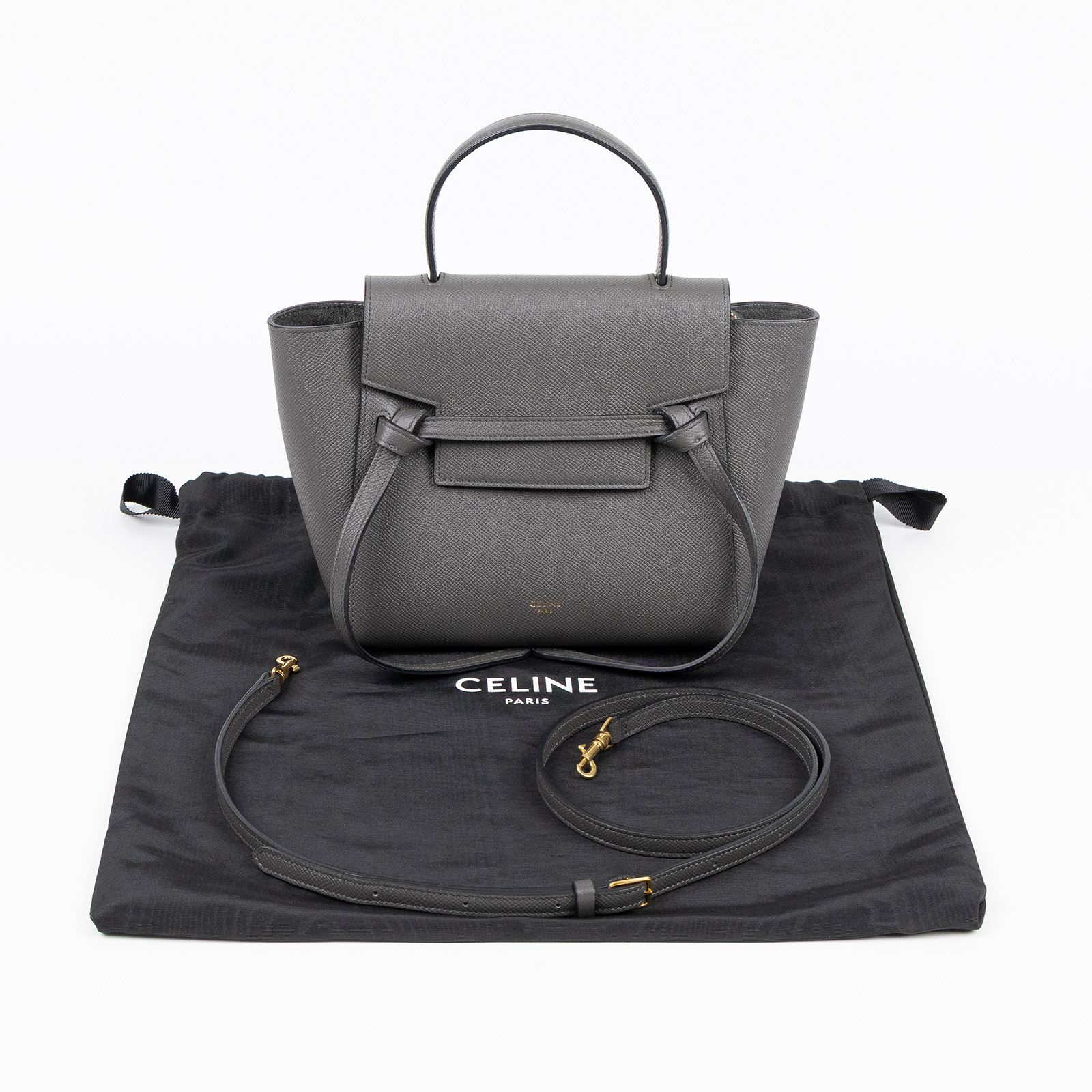 思琳 CELINE 珠地小牛皮 袖珍型 Belt 手袋 189003ZVA 深灰BELT鯰魚包 NANO 防塵袋