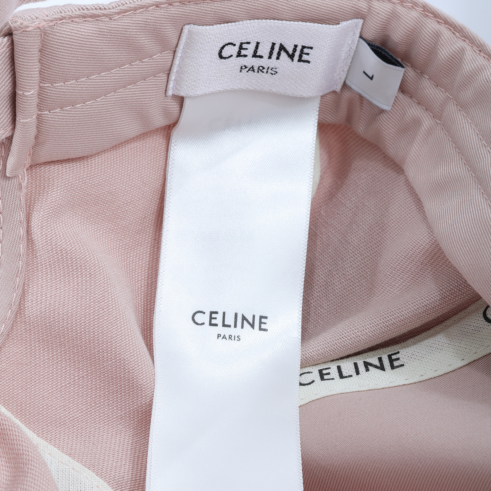 思琳 CELINE Triomphe 棉質棒球帽 2AUT6234X_L 粉拚白LOGO棒球帽 無附屬品