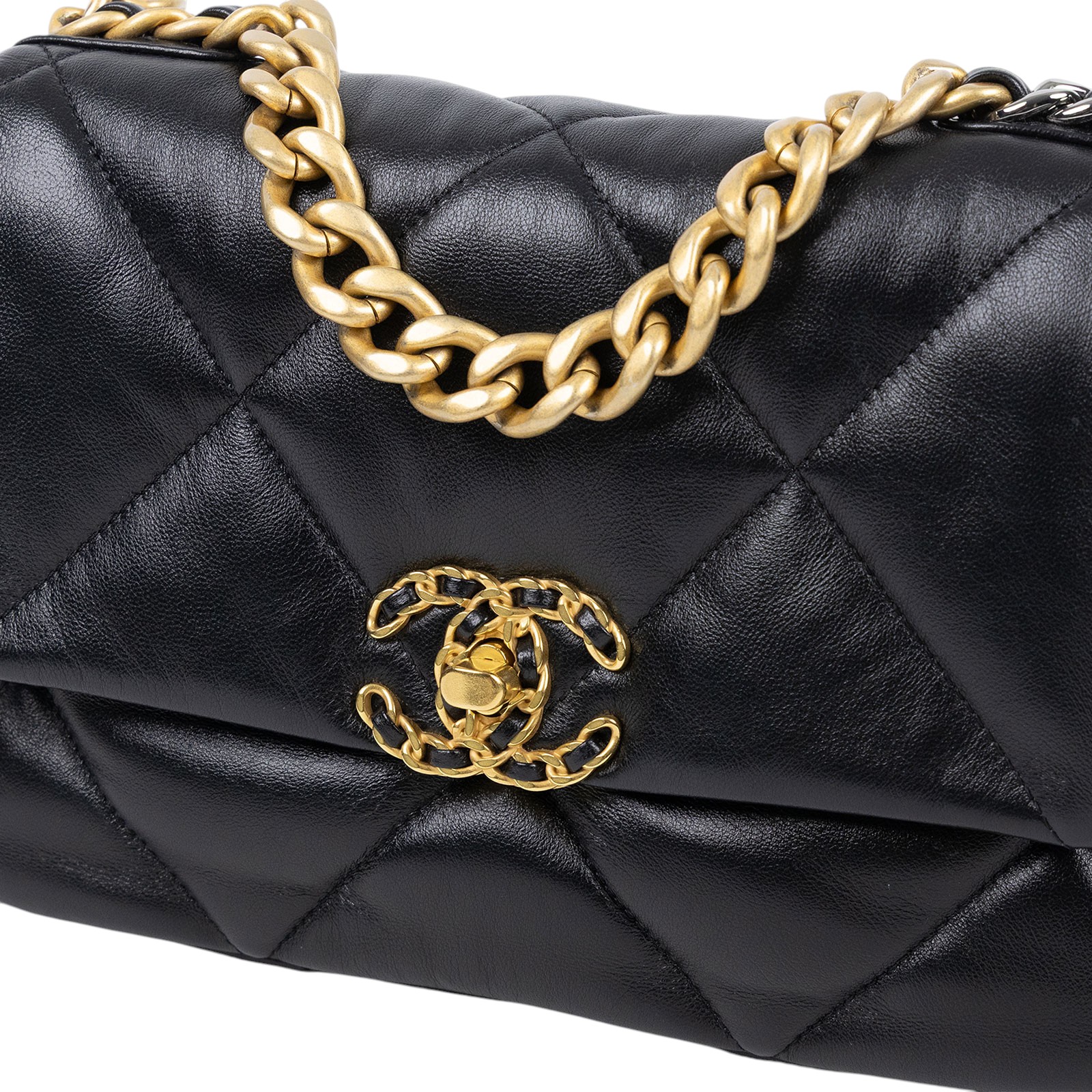 香奈兒 CHANEL 19 口蓋包 菱格紋 金銀鍊帶 手提 肩背包 AS1160 B04852 晶片款 黑金19包 26CM 原廠盒子/防塵袋/發票