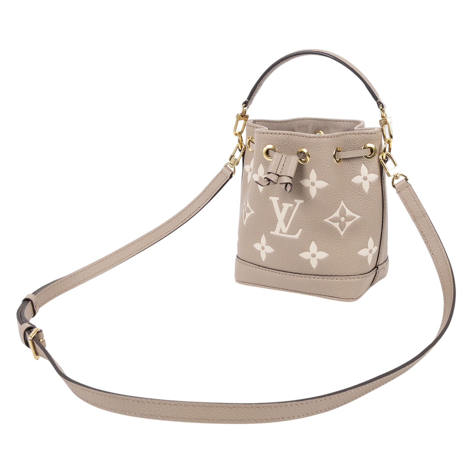 路易威登 LOUIS VUITTON Nano Noé 束口水桶包 Tourterelle 灰色 Cream色 M46291 晶片款  防塵袋
