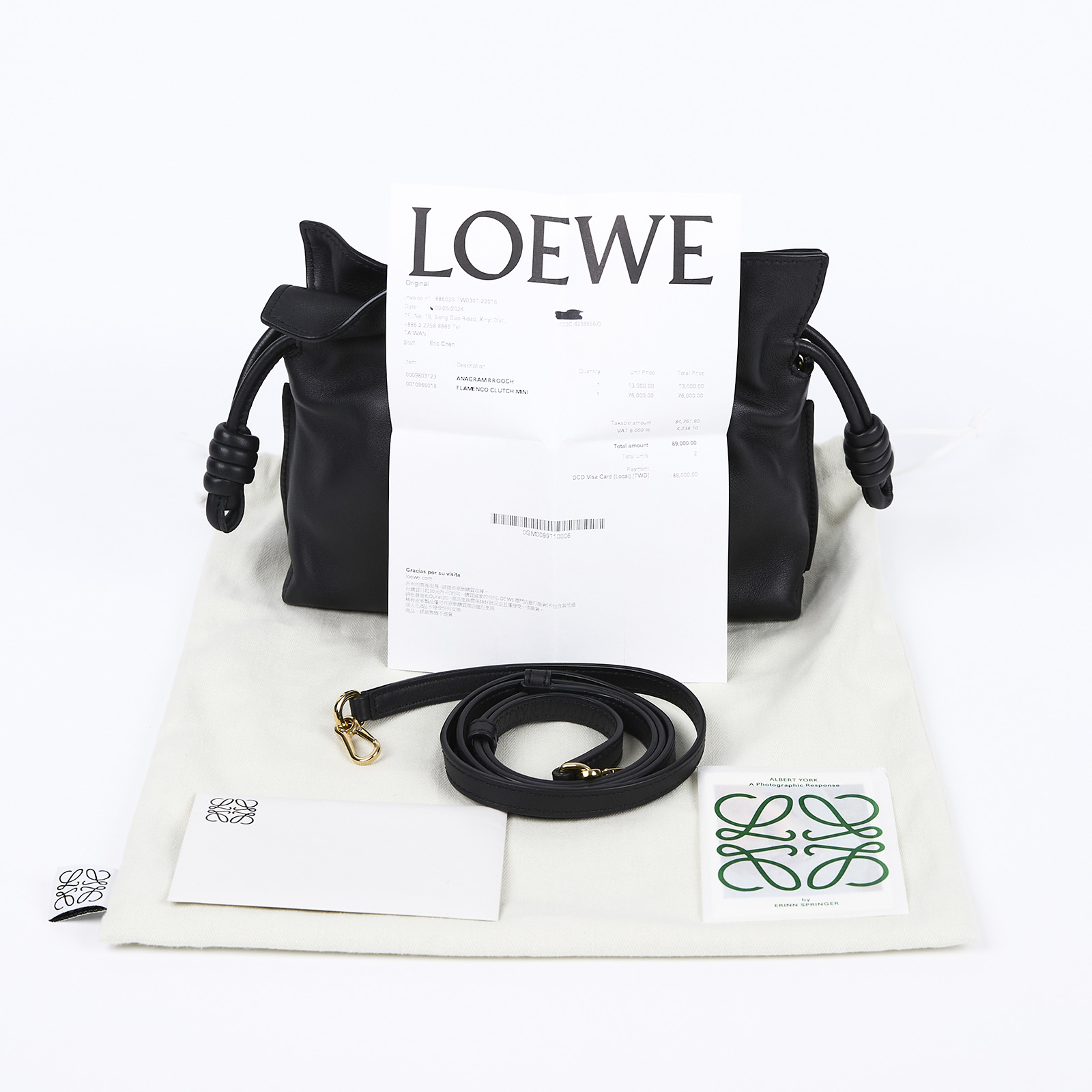 羅意威 LOEWE Mini Flamenco clutch 小牛皮 迷你 肩背包 A411FC2X73  防塵袋/購買證明