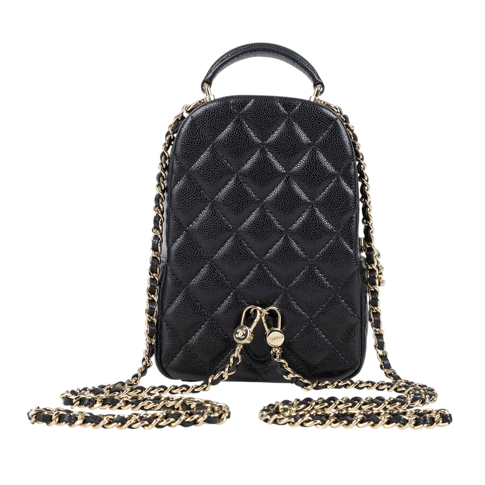 香奈兒 CHANEL 經典 迷你 後背包 AP3753 B10583 晶片款 黑金荔枝迷你後背包 原廠盒子/防塵袋/購買證明