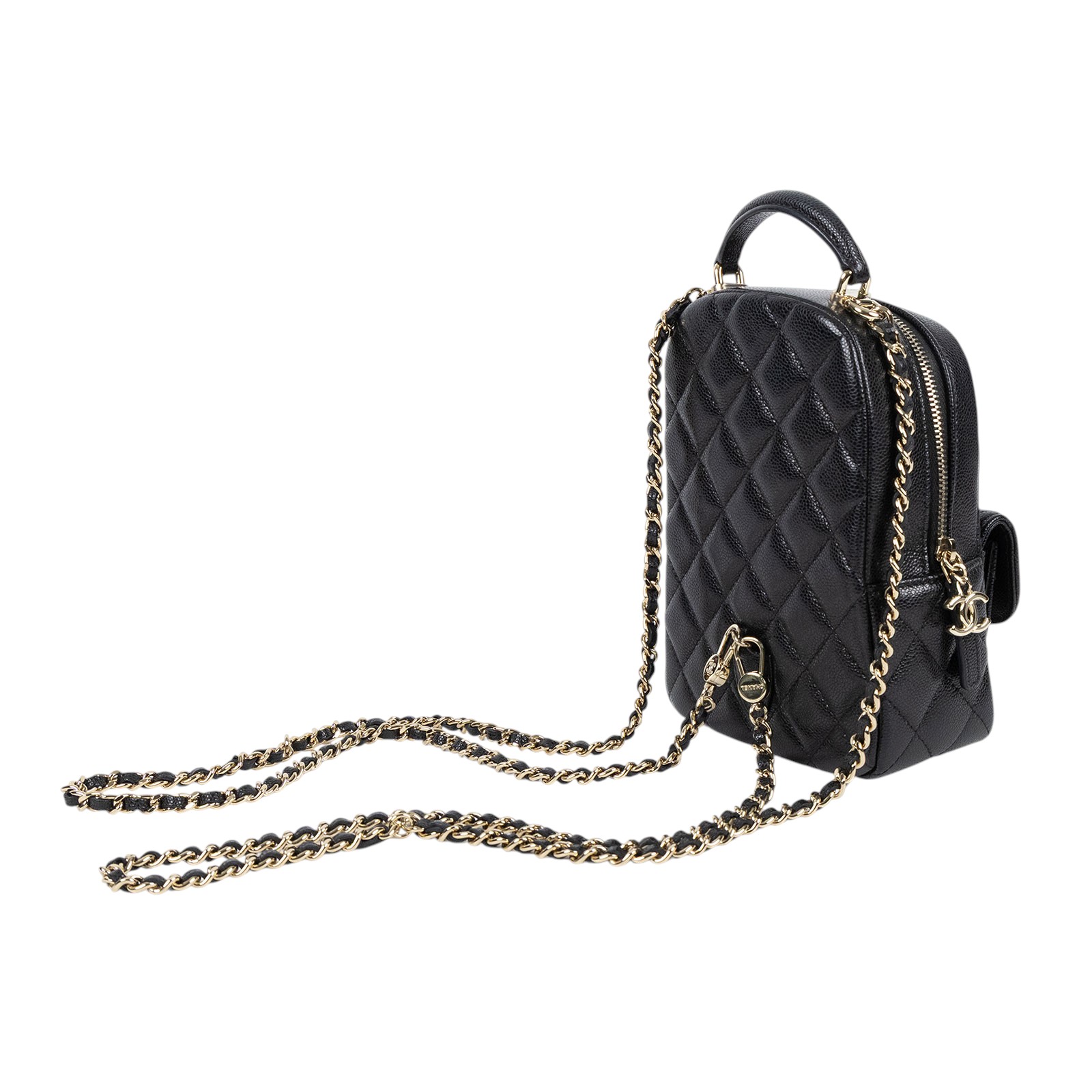 香奈兒 CHANEL 經典 迷你 後背包 AP3753 B10583 晶片款 黑金荔枝迷你後背包 原廠盒子/防塵袋/購買證明