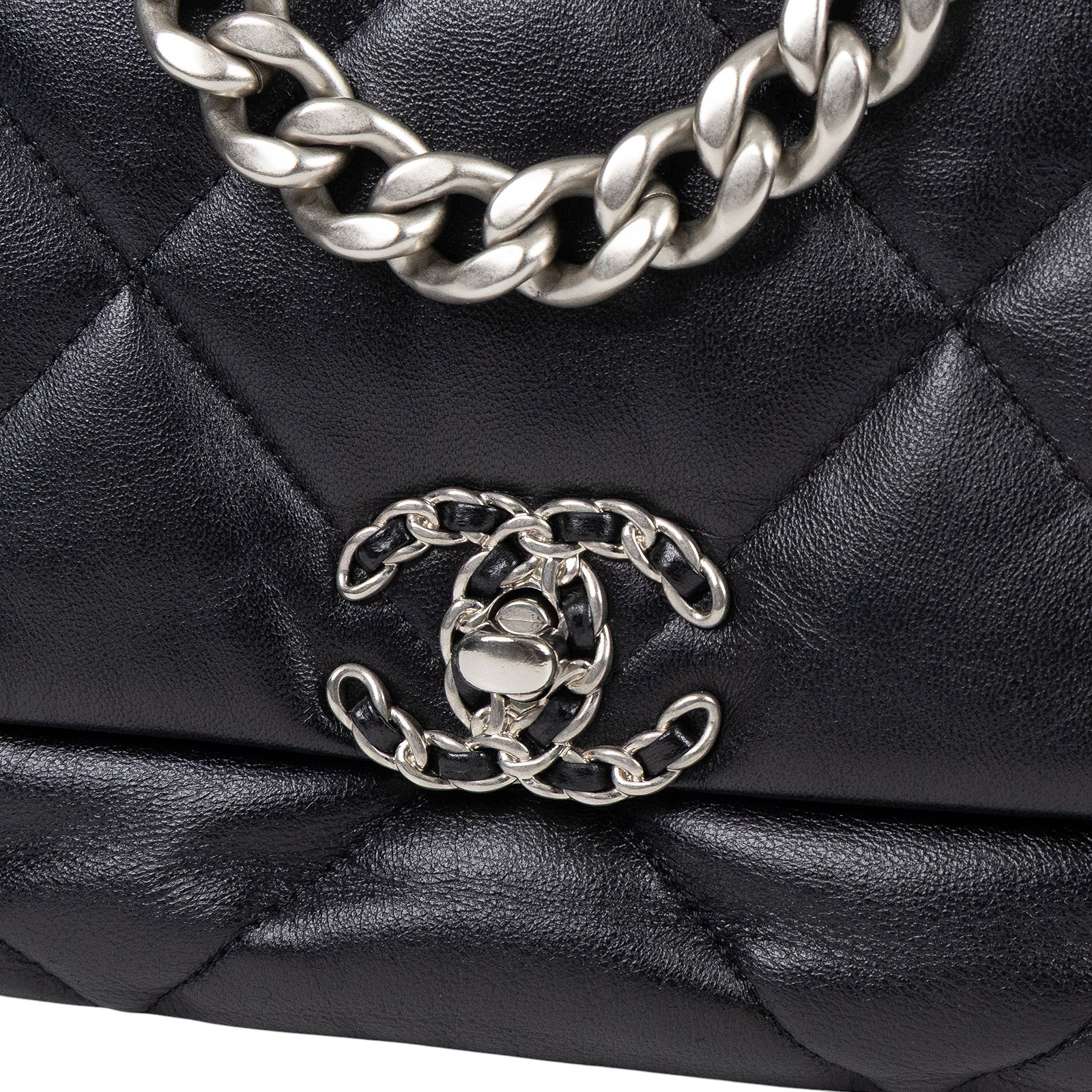 香奈兒 CHANEL 19 口蓋包 菱格紋 金銀鍊帶 手提 肩背包 AS1160 B07327 黑銀19包 26CM 原廠盒子/防塵袋/購買證明影本