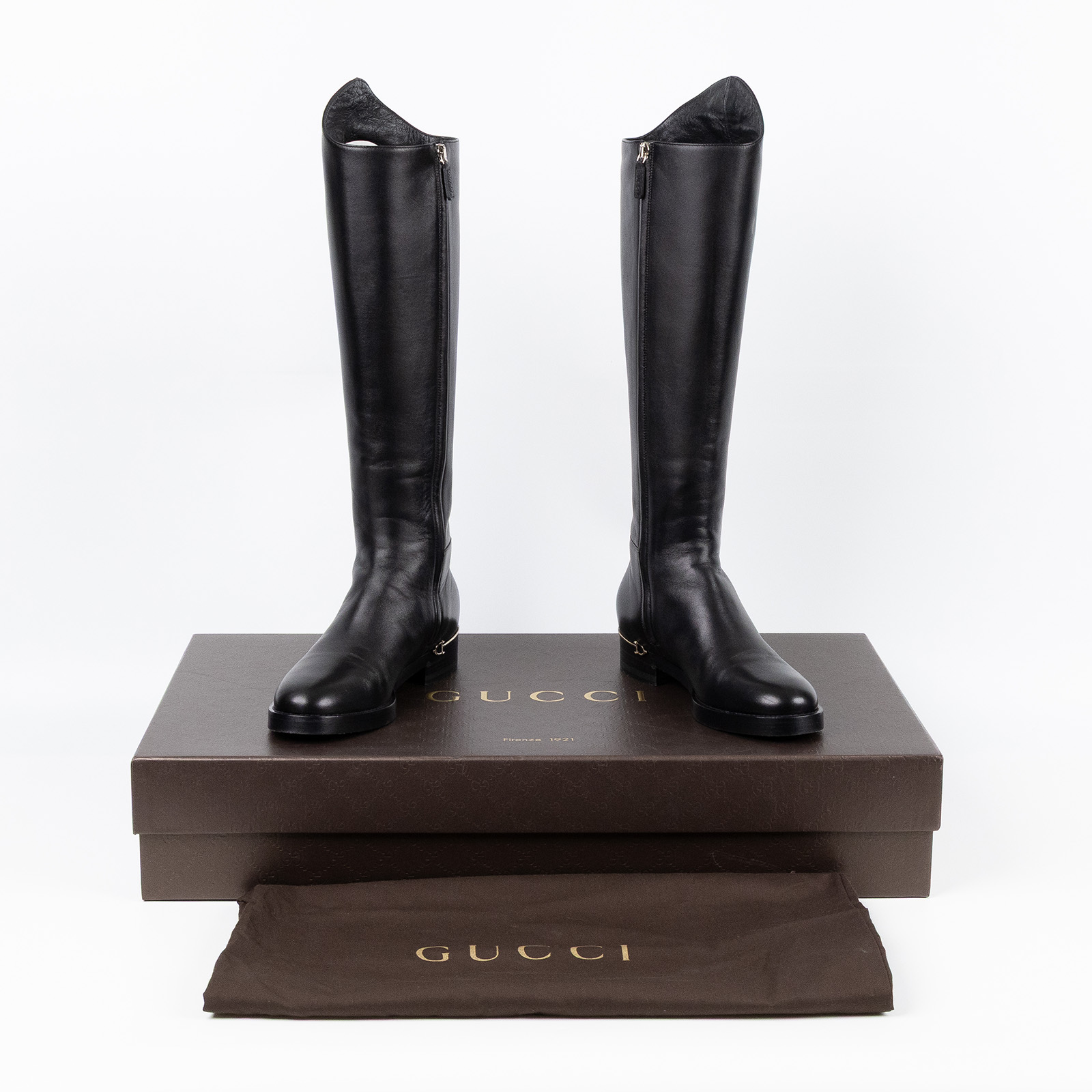 古馳 GUCCI Horsebit 長靴 333058 BK000_355 黑長靴 原廠盒子/防塵袋