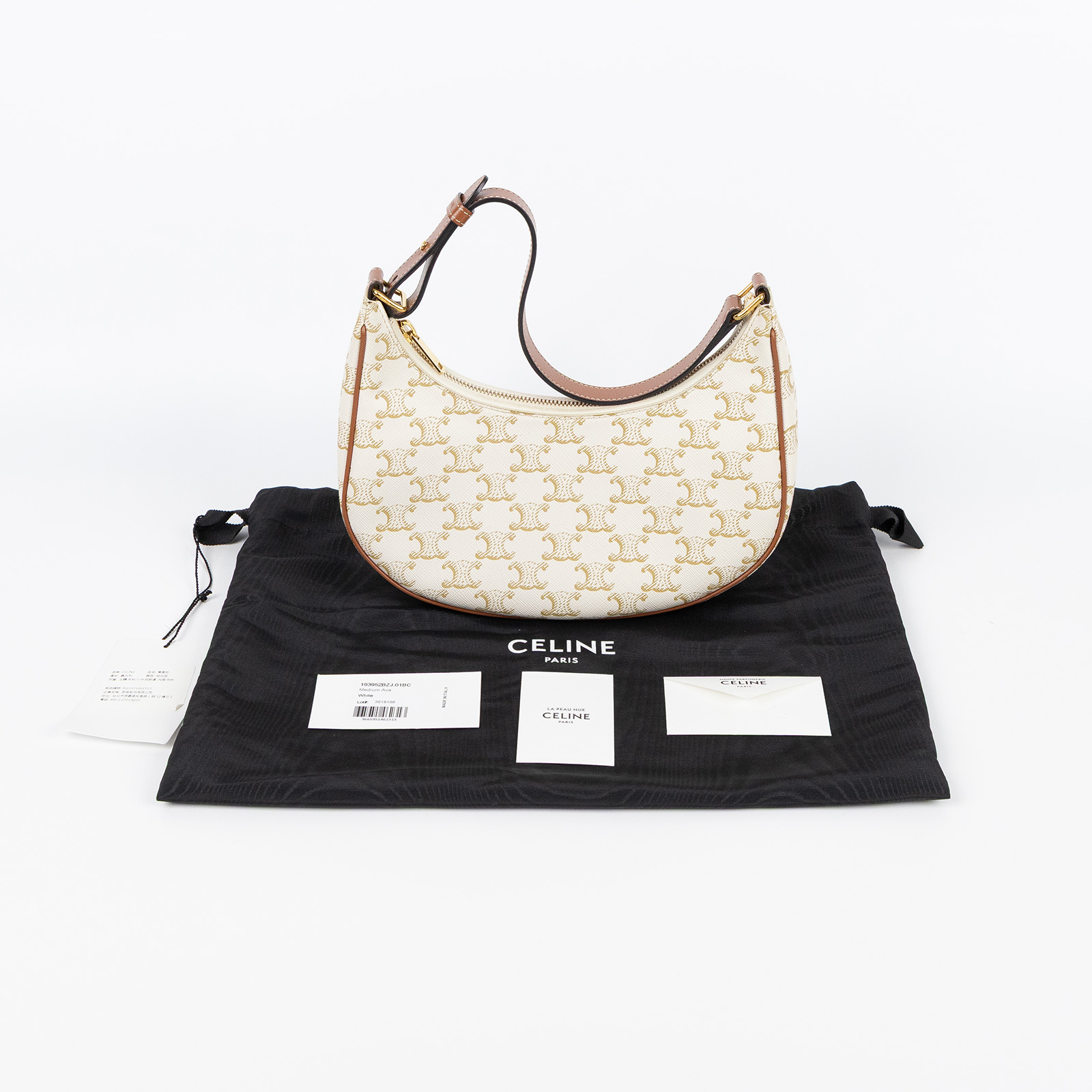 思琳 CELINE Triomphe帆布 牛皮革 Ava 肩背 手提包 193952BZJ 白AVA包 防塵袋