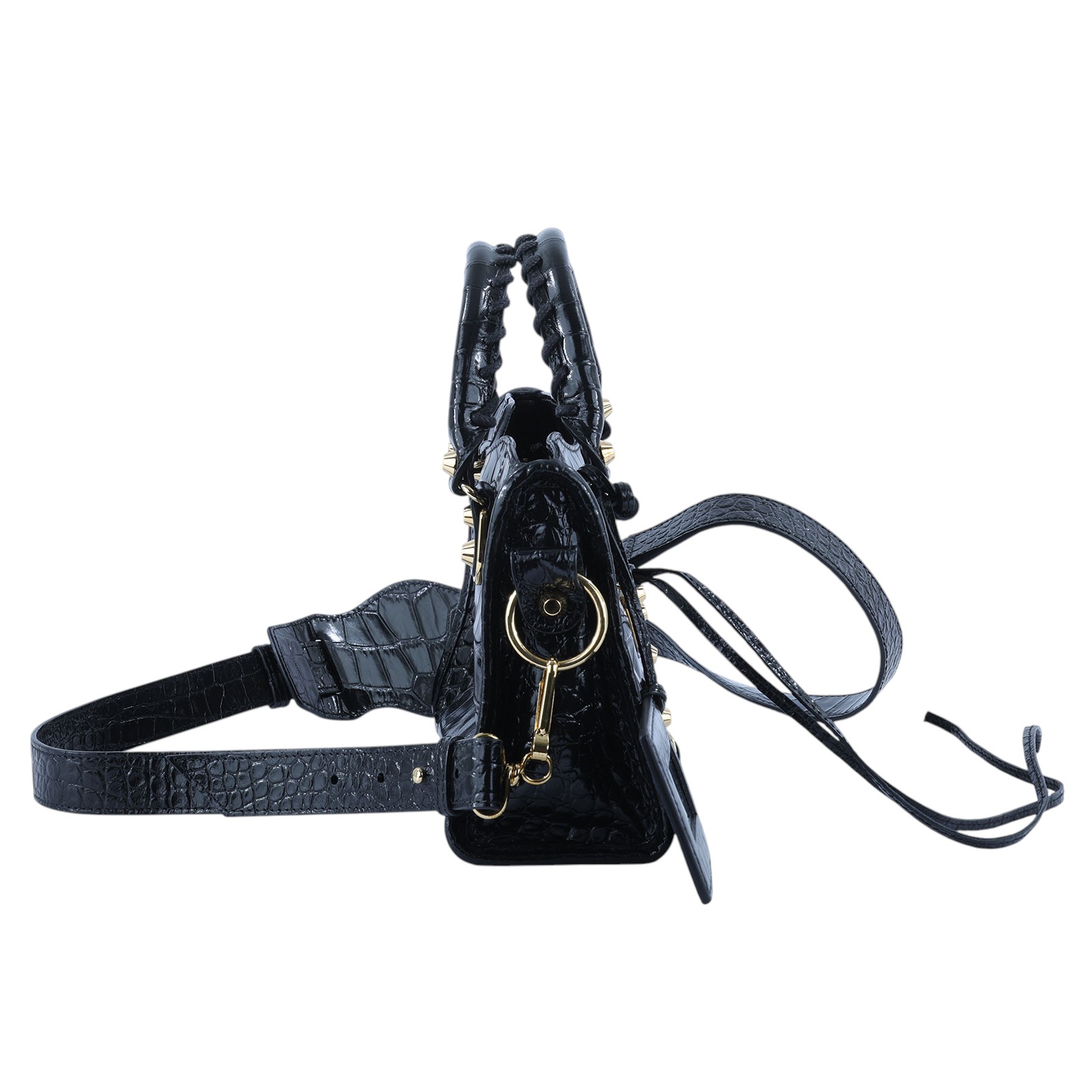 巴黎世家 BALENCIAGA Giant Mini City 鱷魚壓紋 機車包 3901601RO6G 黑金鱷魚壓紋MINI CITY 防塵袋/購買證明