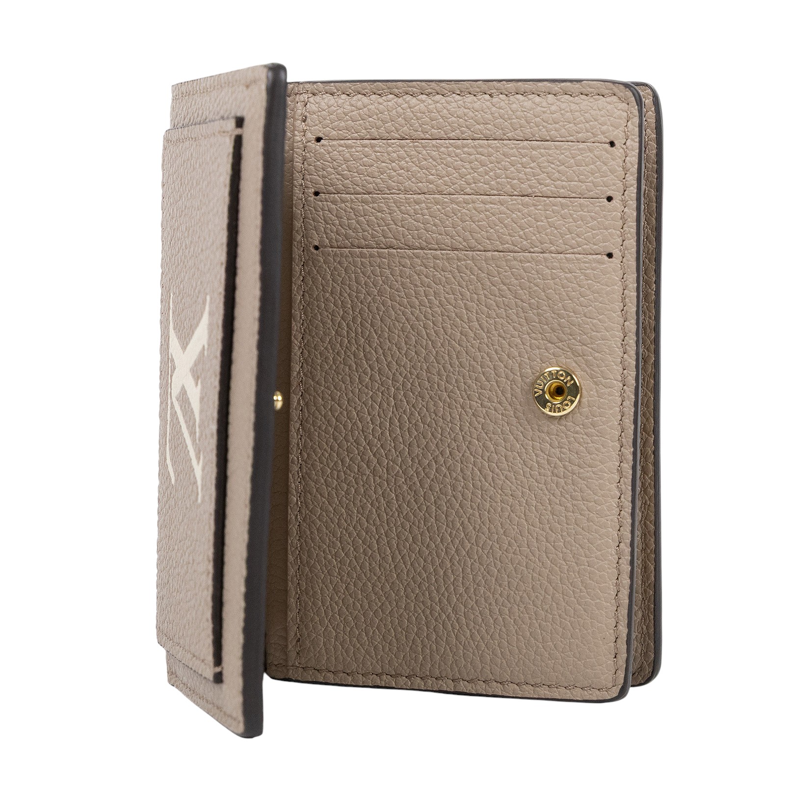 路易威登 LOUIS VUITTON Cléa 柔軟粒面壓花牛皮 錢包 短夾 淺灰 米色 M82370 晶片款  原廠盒子/防塵袋/購買證明