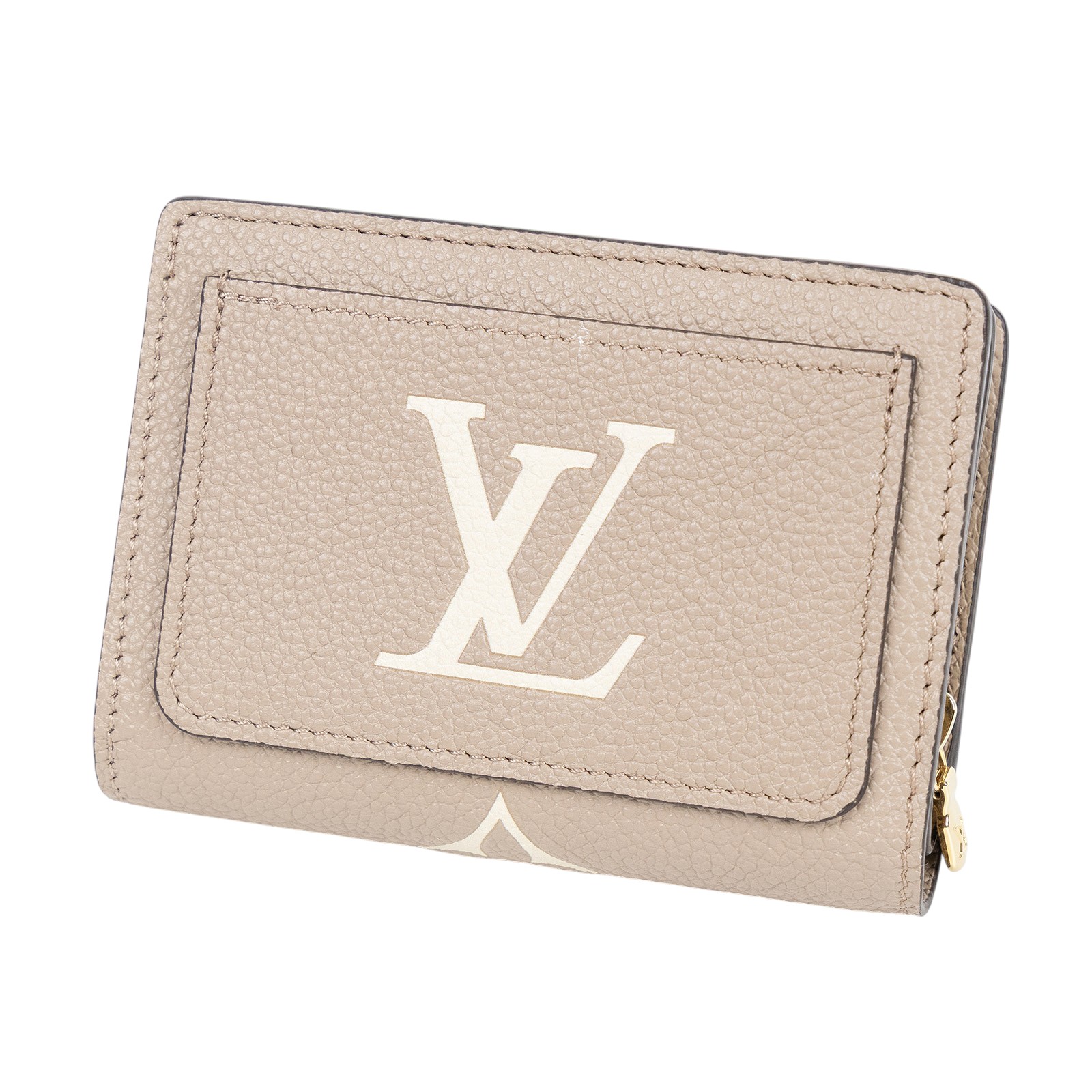 路易威登 LOUIS VUITTON Cléa 柔軟粒面壓花牛皮 錢包 短夾 淺灰 米色 M82370 晶片款  原廠盒子/防塵袋/購買證明