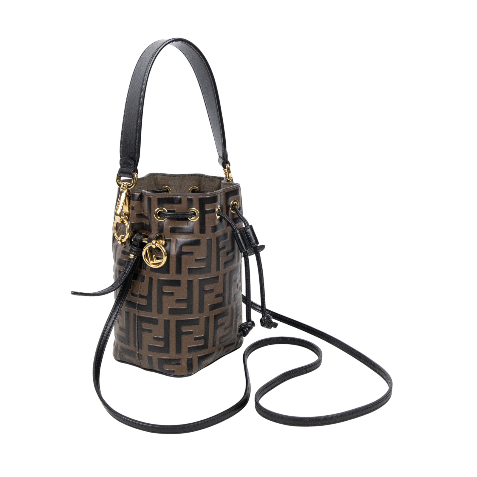 芬迪 FENDI Mon Tresor 皮革 迷你 手袋 8BS010A659 黑FF水桶包 無附屬品