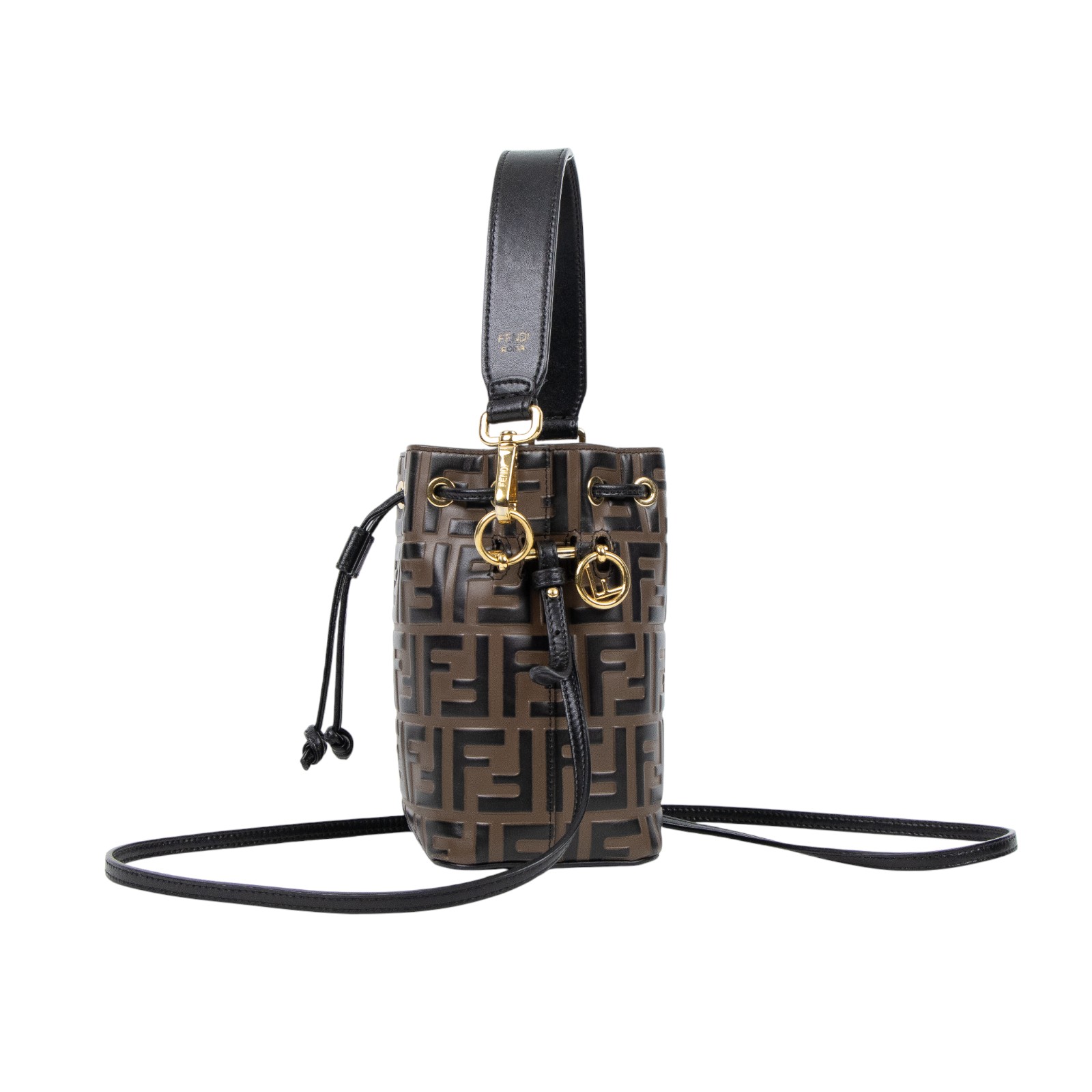 芬迪 FENDI Mon Tresor 皮革 迷你 手袋 8BS010A659 黑FF水桶包 無附屬品