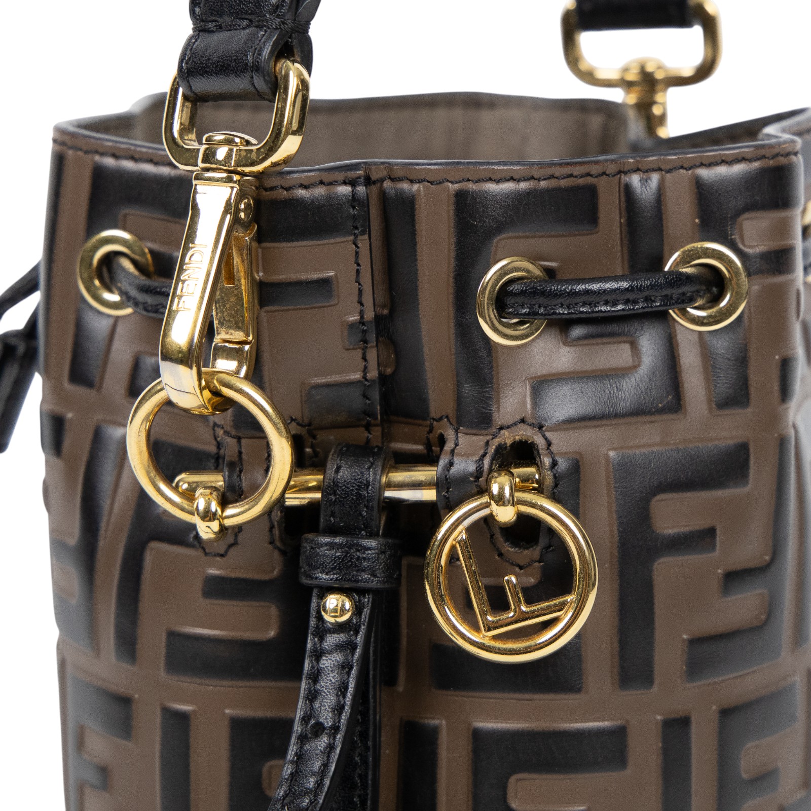 芬迪 FENDI Mon Tresor 皮革 迷你 手袋 8BS010A659 黑FF水桶包 無附屬品