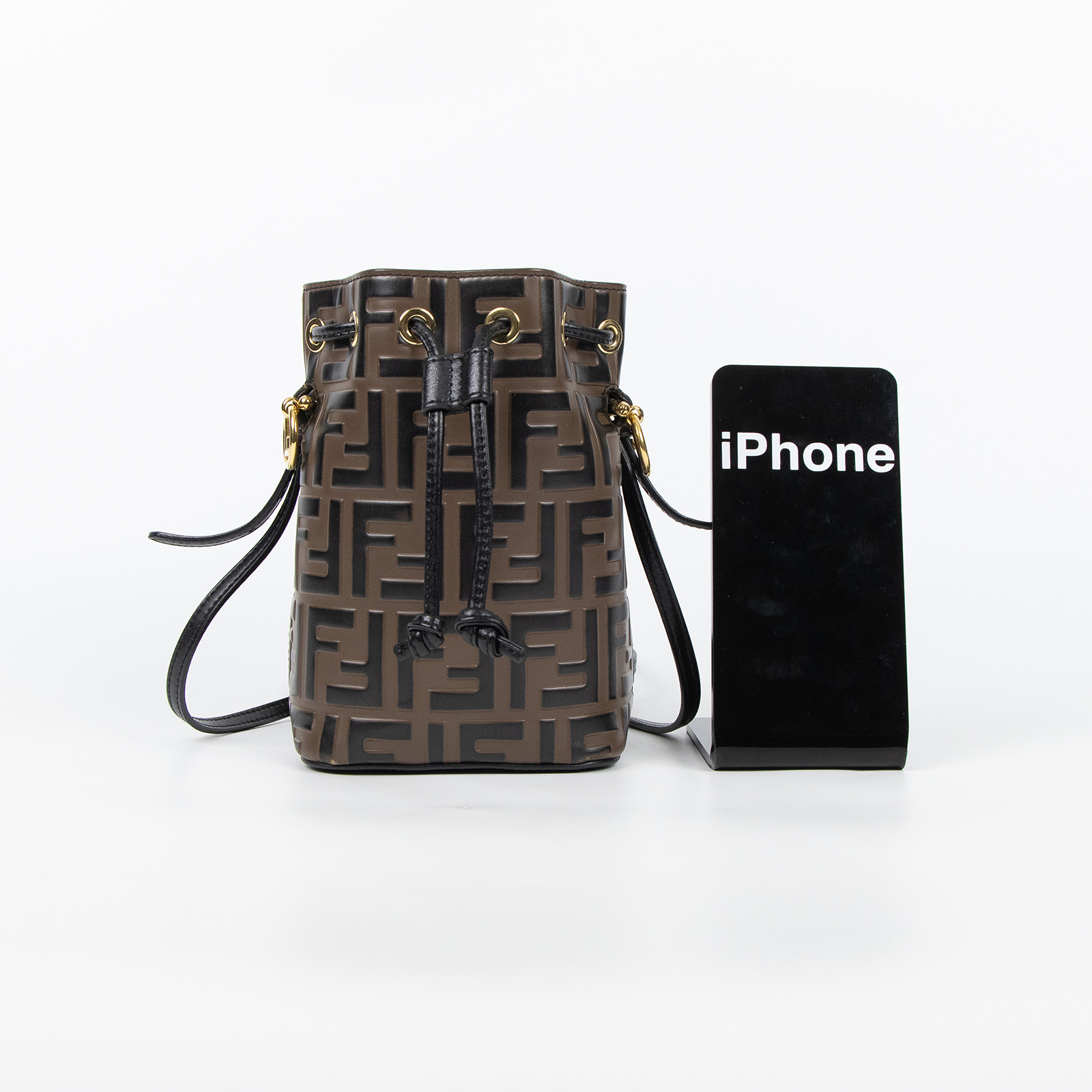 芬迪 FENDI Mon Tresor 皮革 迷你 手袋 8BS010A659 黑FF水桶包 無附屬品