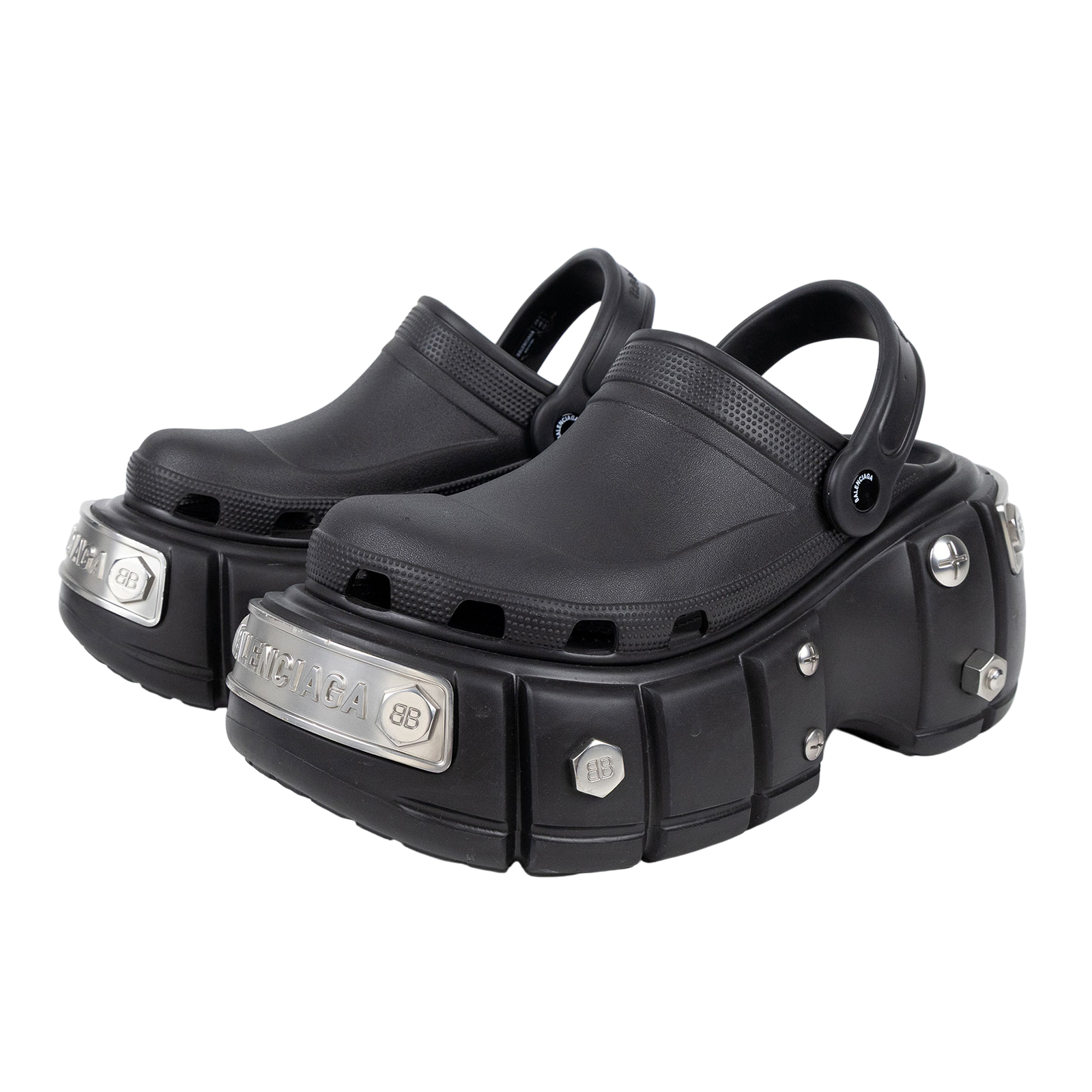巴黎世家 BALENCIAGA Hardcrocs 男士 穆勒鞋 687397W1S8N1081_42 聯名CROCS黑厚底涼鞋 無附屬品