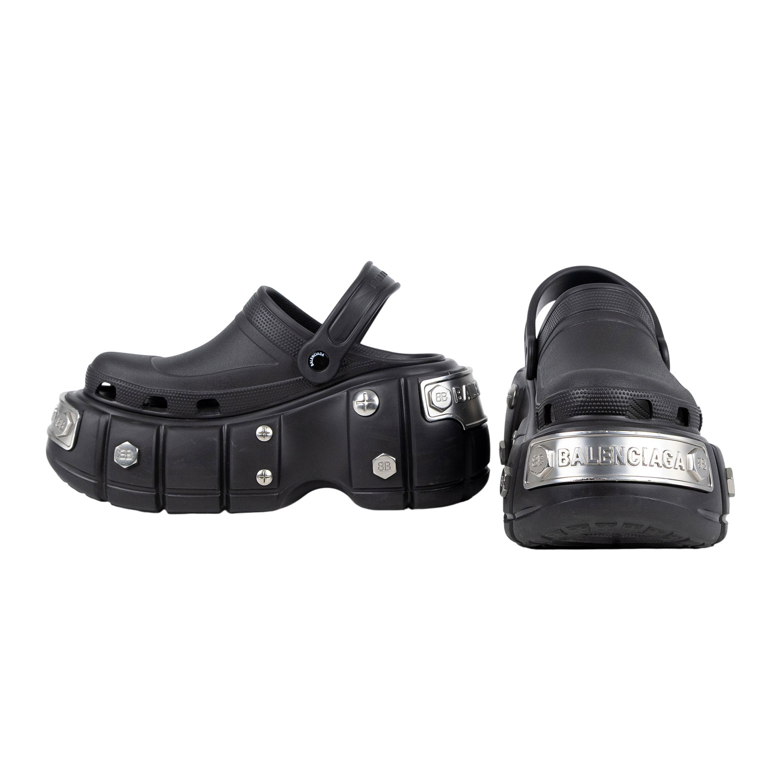 巴黎世家 BALENCIAGA Hardcrocs 男士 穆勒鞋 687397W1S8N1081_42 聯名CROCS黑厚底涼鞋 無附屬品