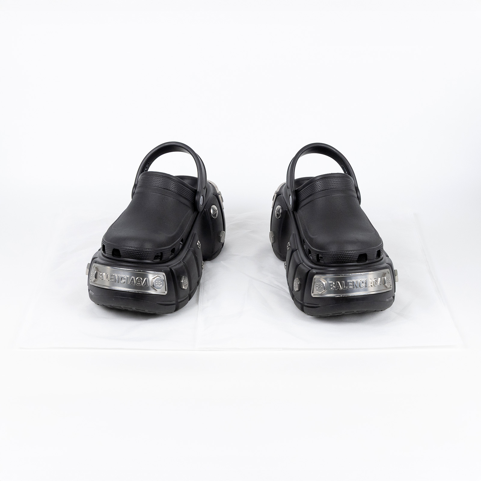 巴黎世家 BALENCIAGA Hardcrocs 男士 穆勒鞋 687397W1S8N1081_42 聯名CROCS黑厚底涼鞋 無附屬品