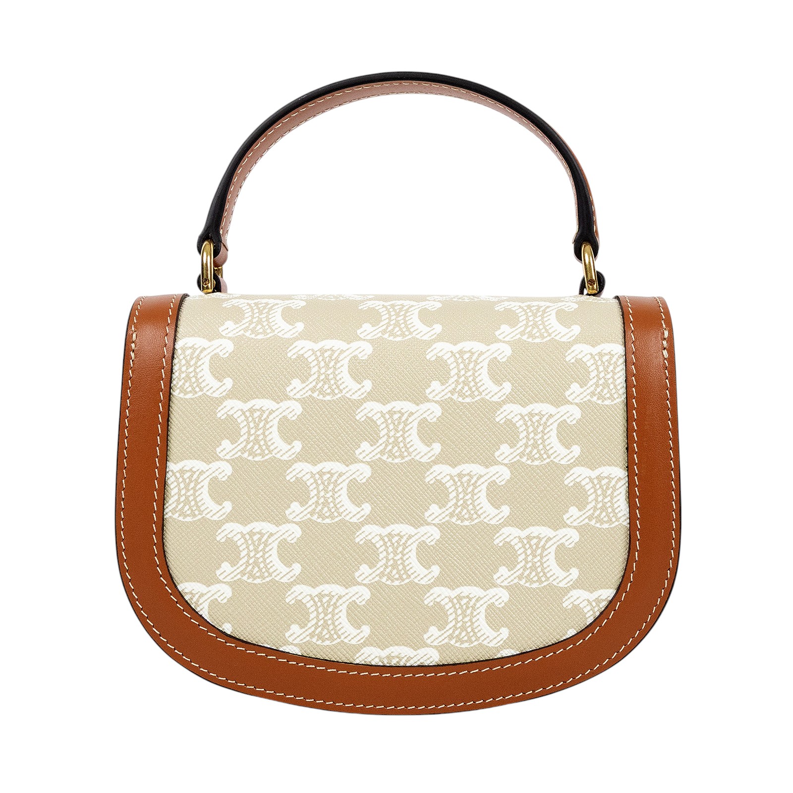 思琳 CELINE Besace Clea 迷你 米色 10K502FIJ 米灰BESACE迷你凱旋門馬鞍單肩包 原廠盒子/防塵袋