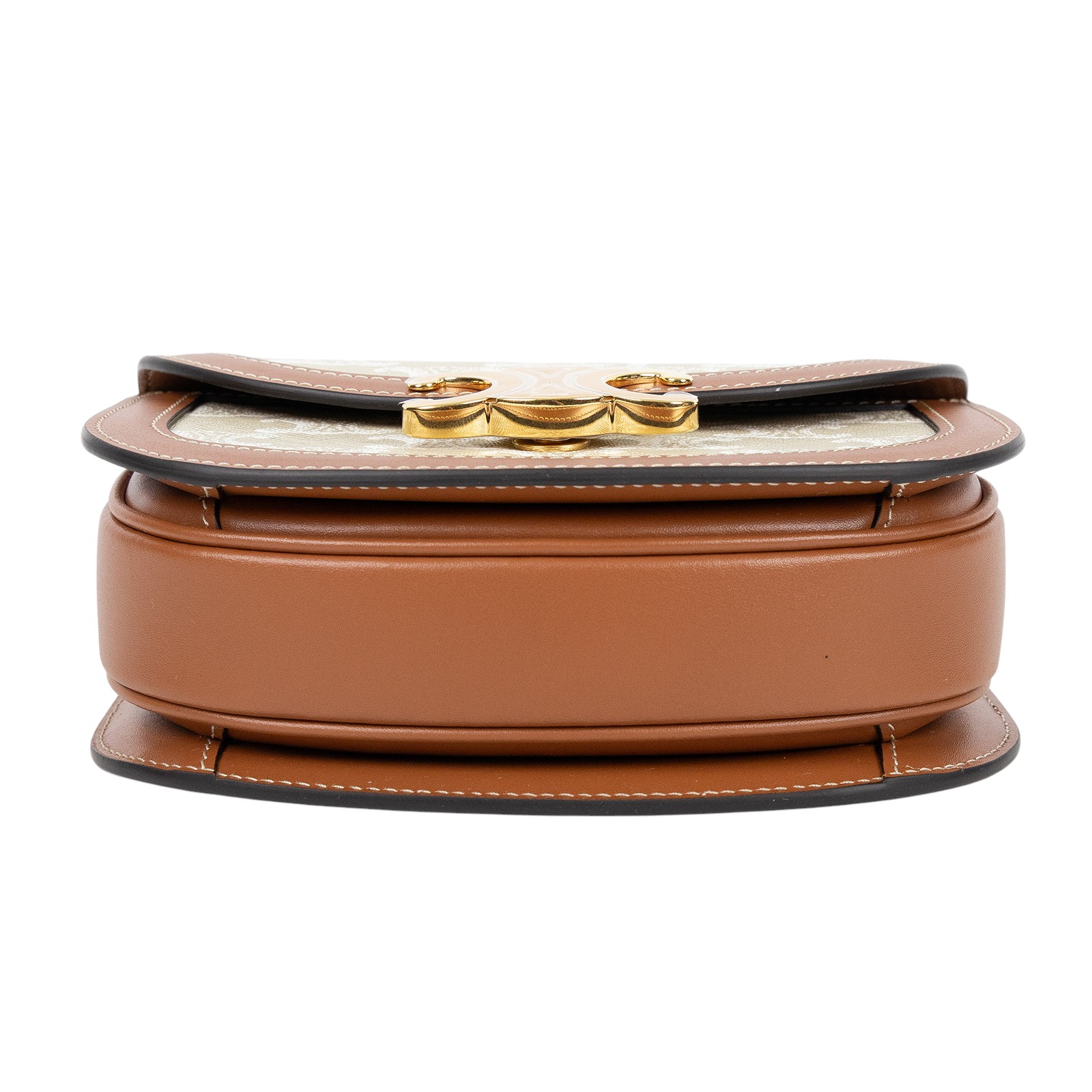 思琳 CELINE Besace Clea 迷你 米色 10K502FIJ 米灰BESACE迷你凱旋門馬鞍單肩包 原廠盒子/防塵袋