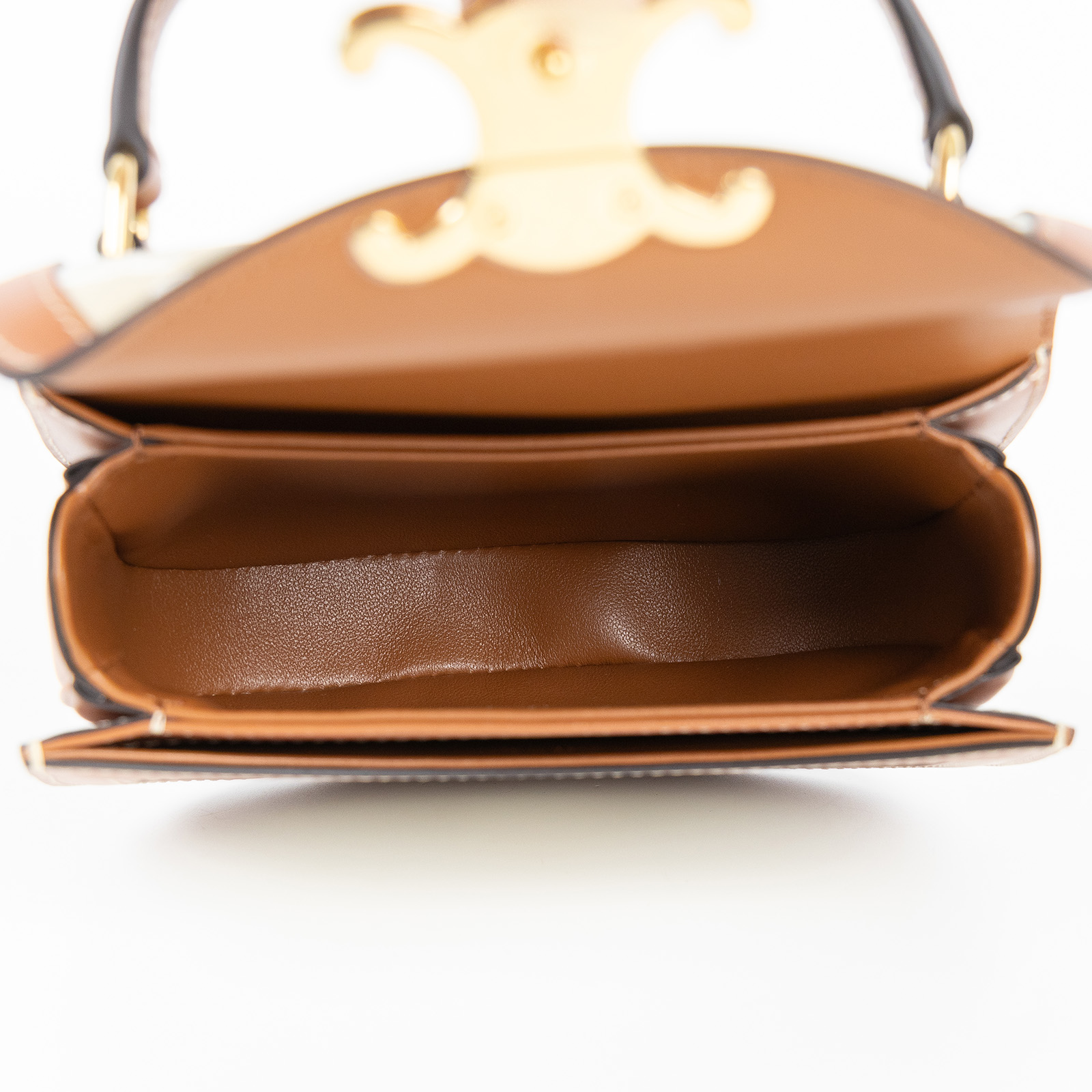 思琳 CELINE Besace Clea 迷你 米色 10K502FIJ 米灰BESACE迷你凱旋門馬鞍單肩包 原廠盒子/防塵袋